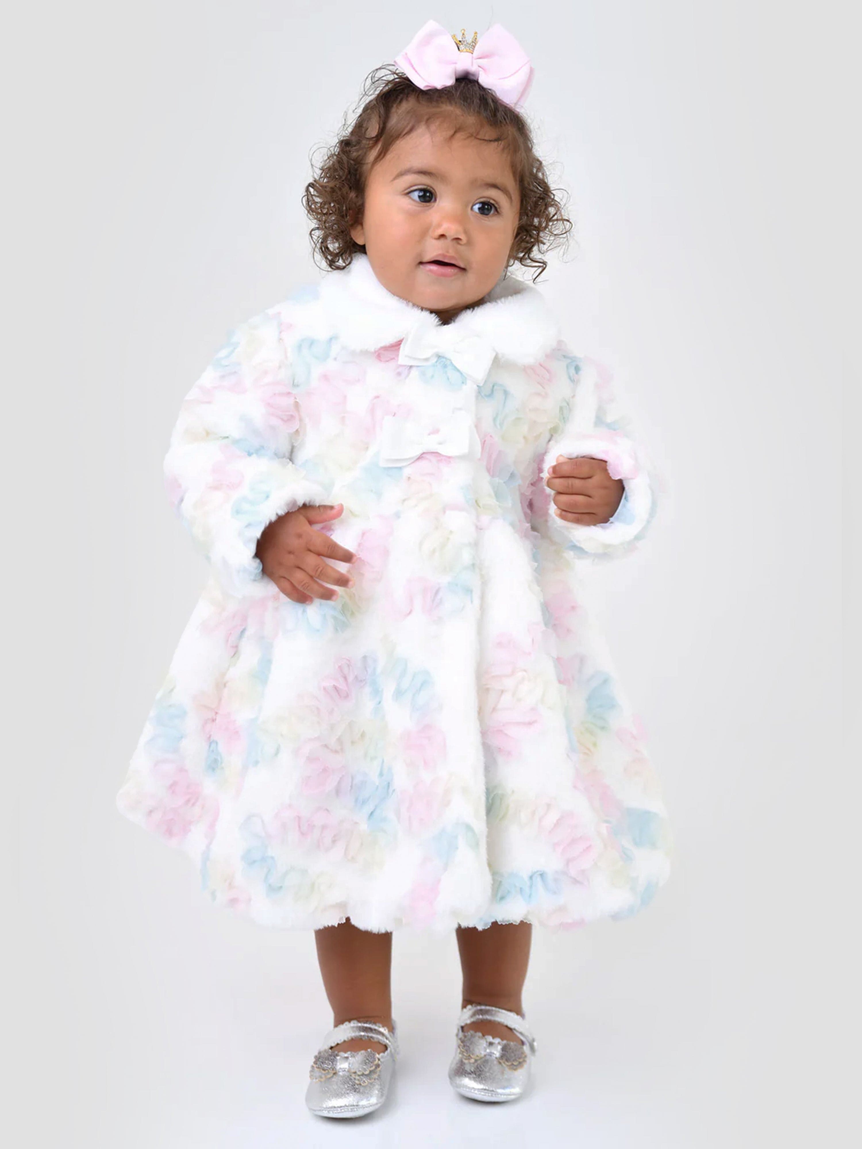 Baby Girls Harmony Pastel Fur Coat in White