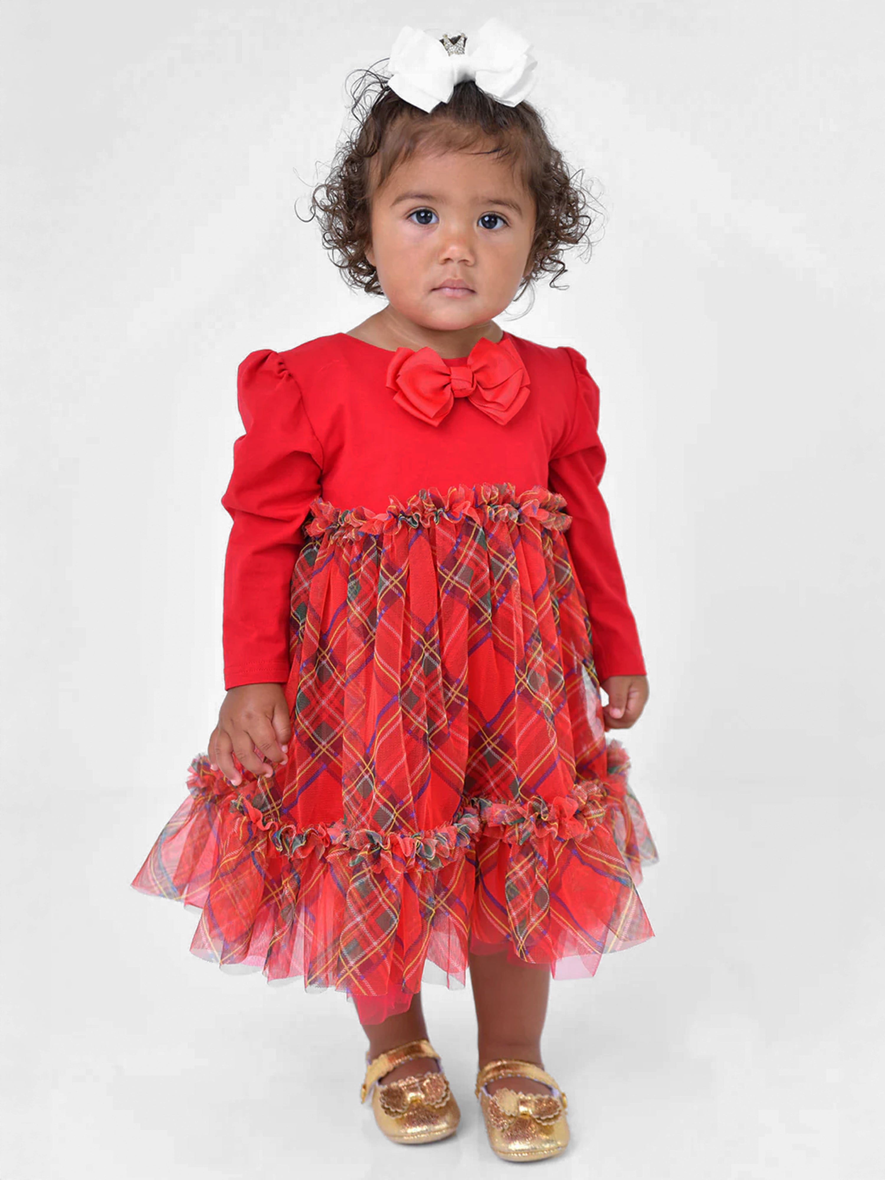 Baby Girls Tavia tartan Dress in Red