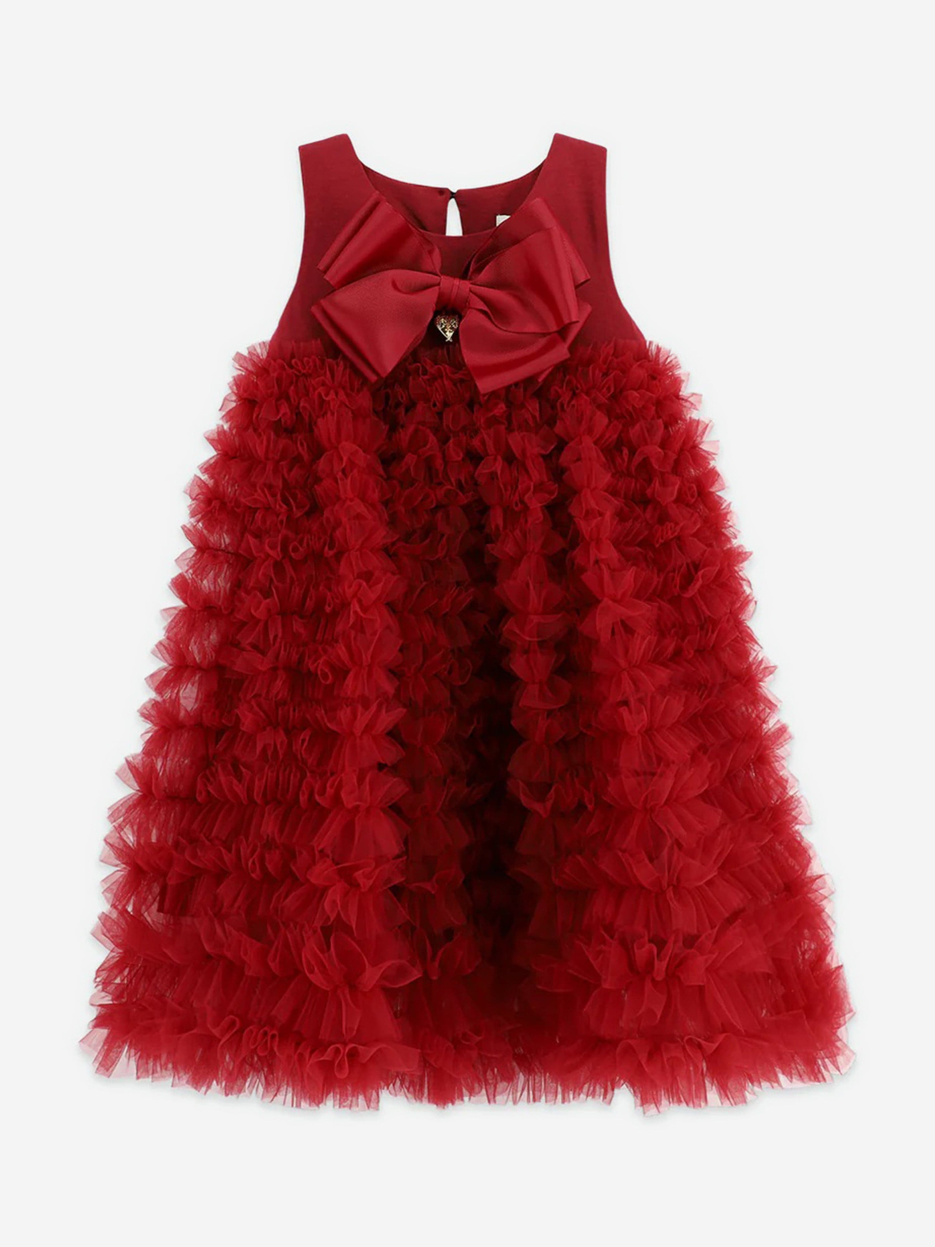 Girls Donna Ruffle Dress in Red