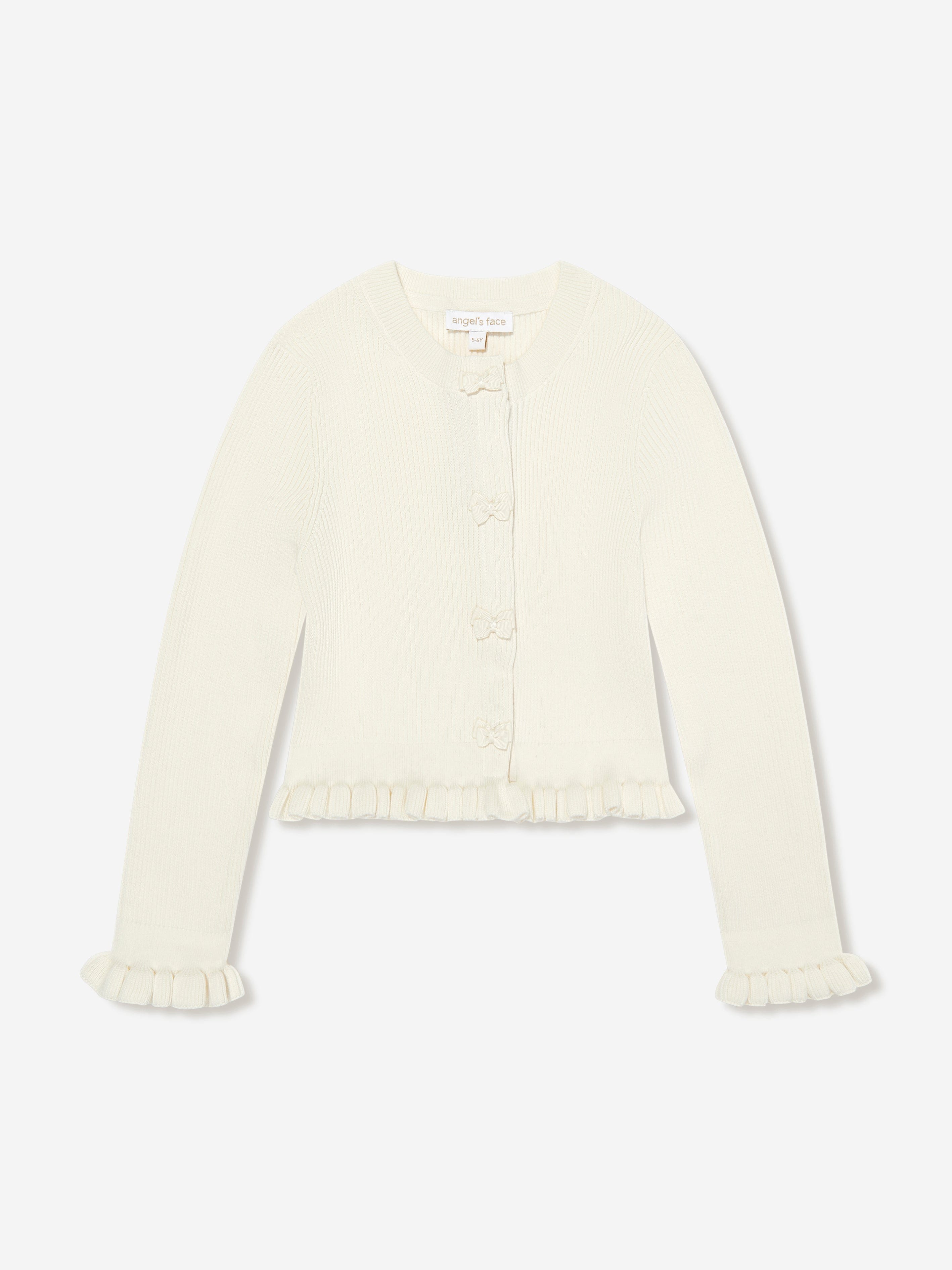 Girls Tyler Ribbed Cardigan in Ivory