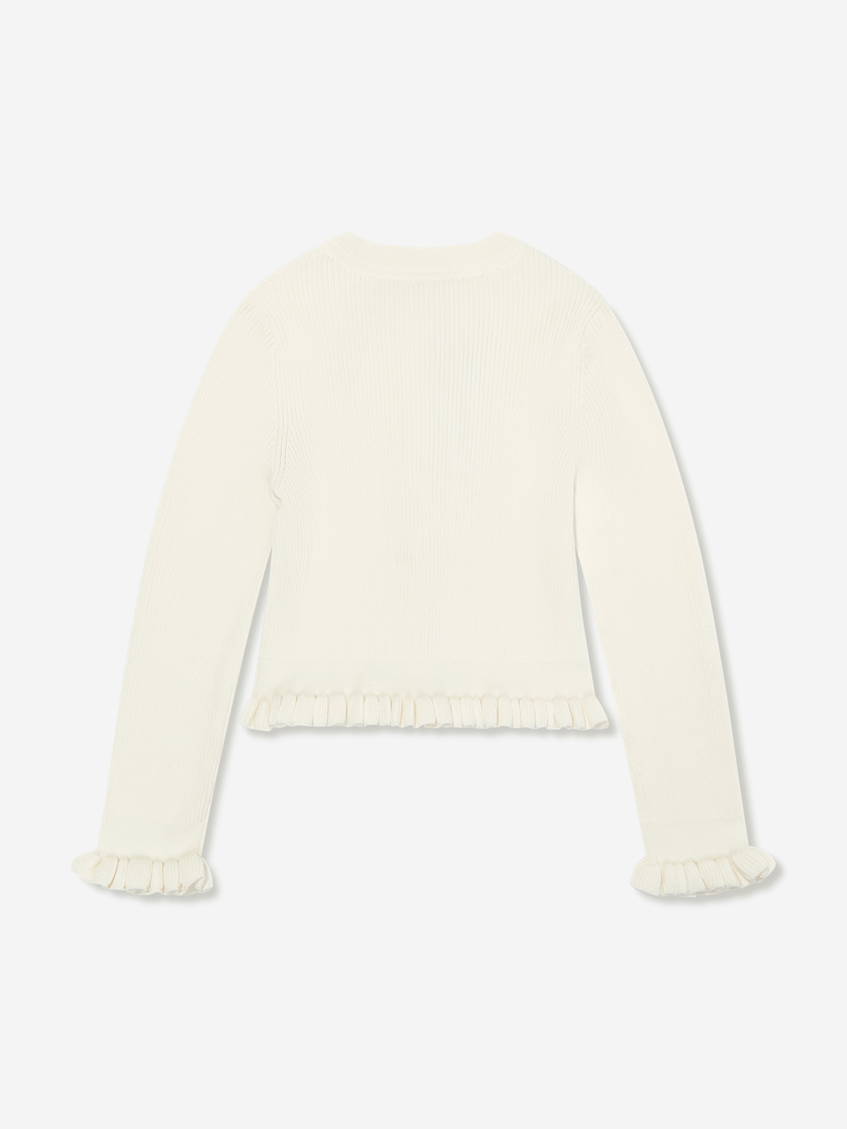 Girls Tyler Ribbed Cardigan in Ivory