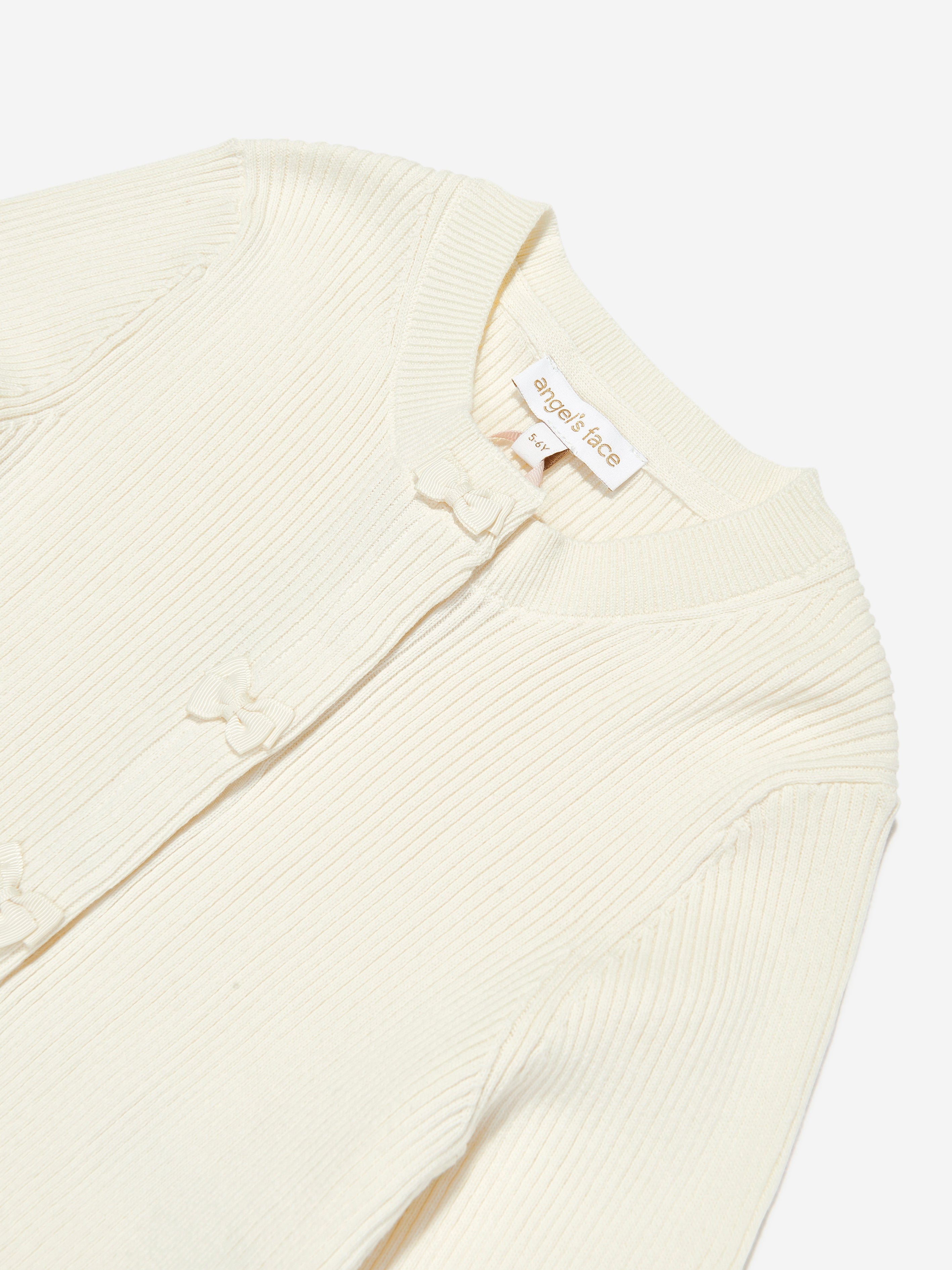 Girls Tyler Ribbed Cardigan in Ivory