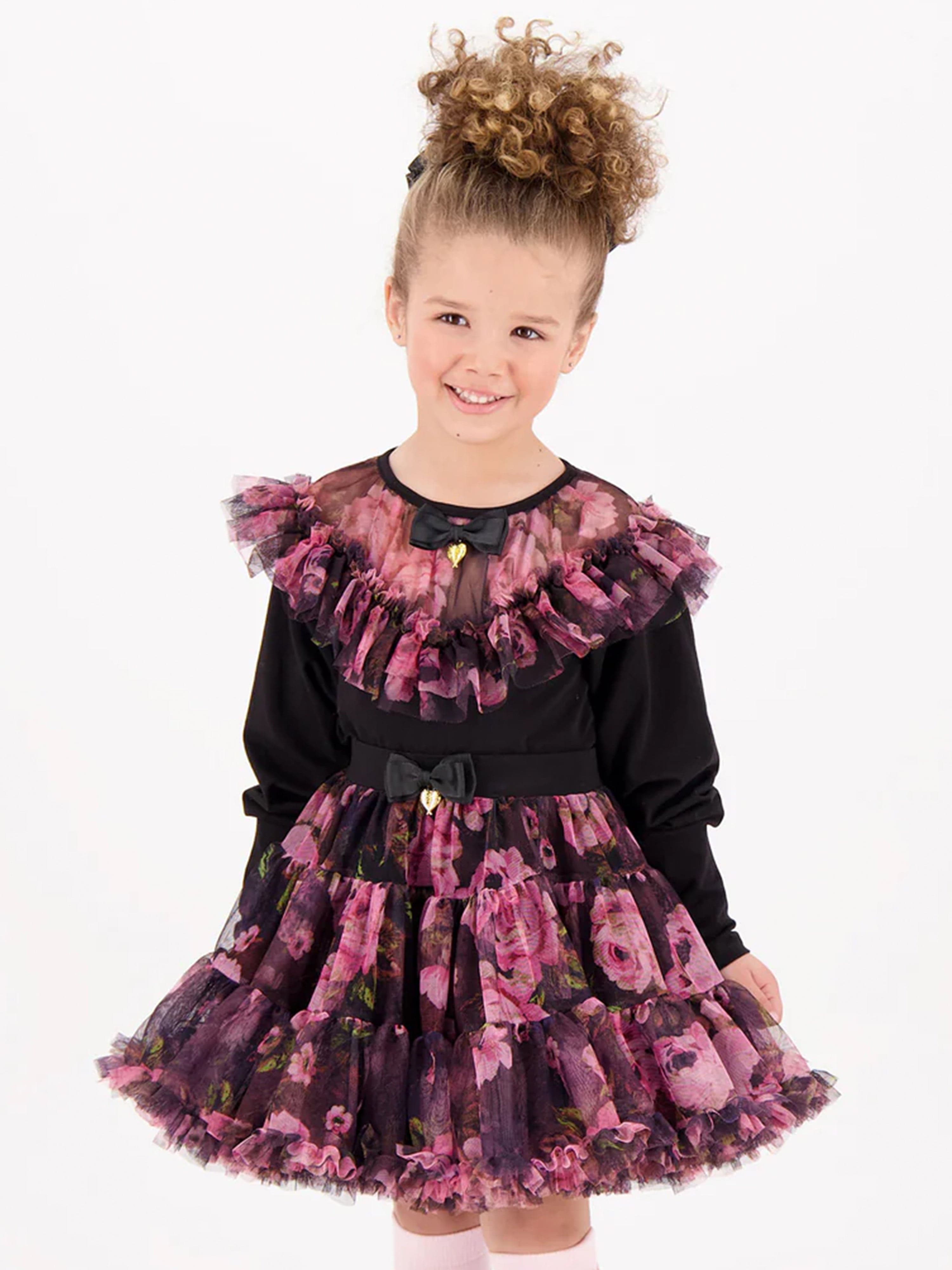 Girls Deidre Kew Tulle Top in Black