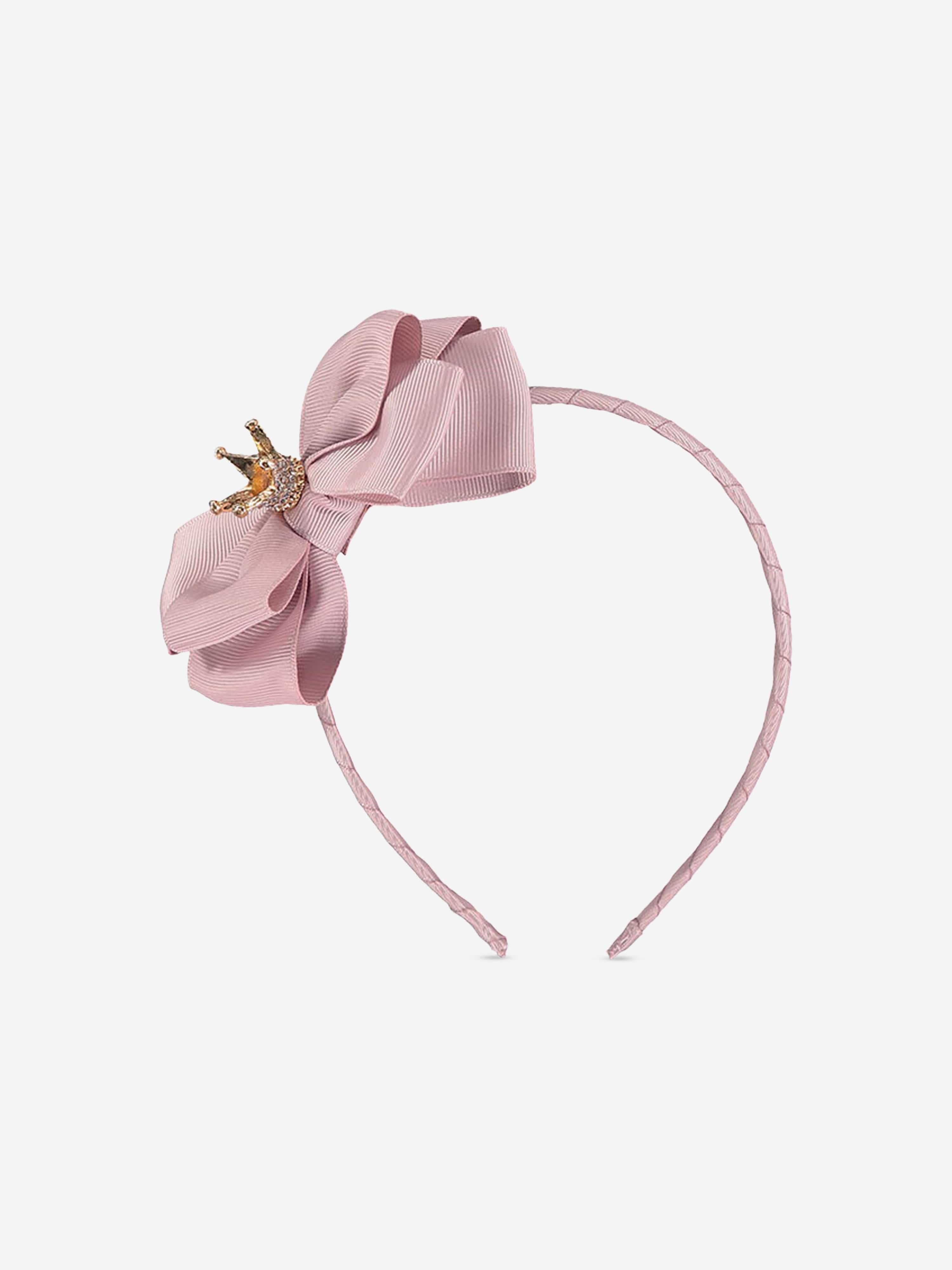 Angels Face Girls Crown and Bow Headband in Pink