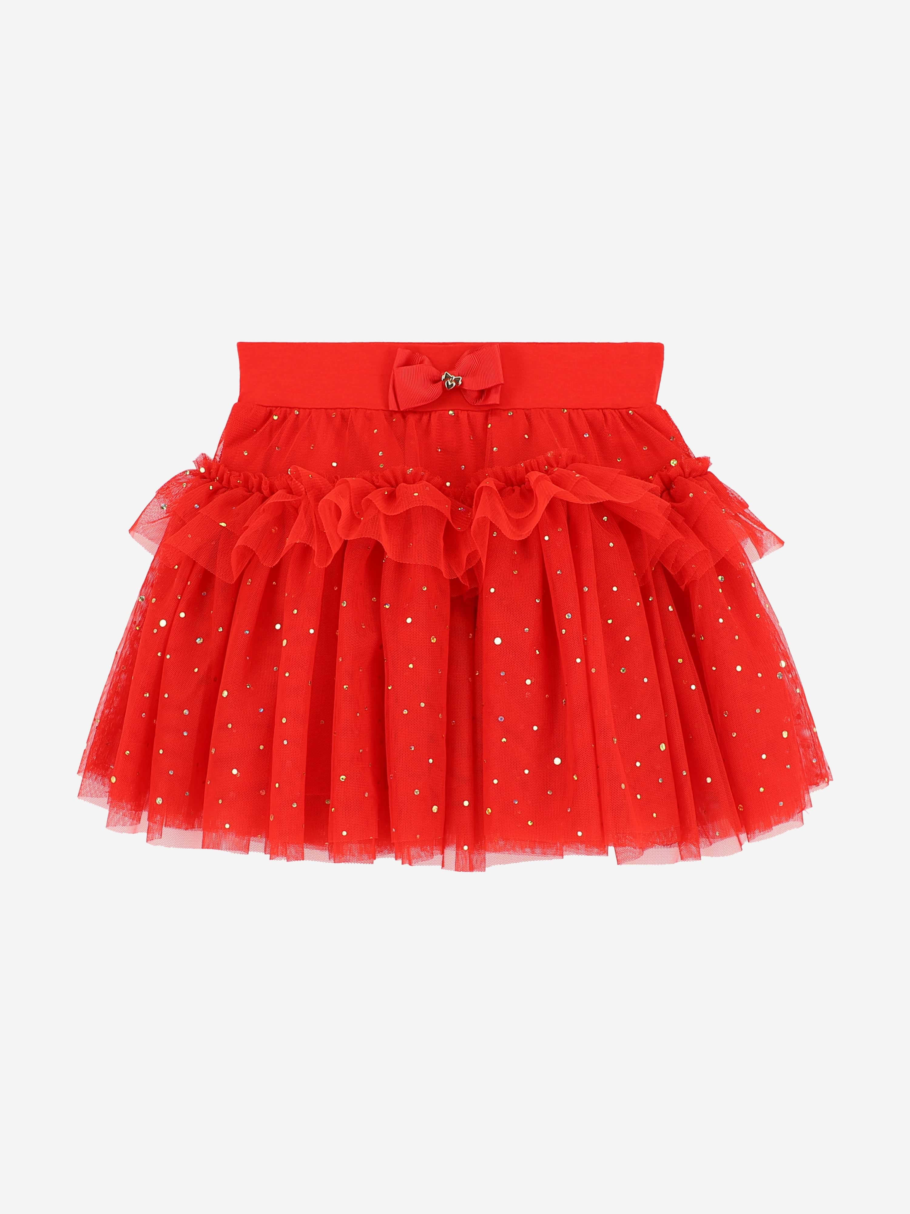 Angels Face Girls Georgian Gold Dot Skirt in Red
