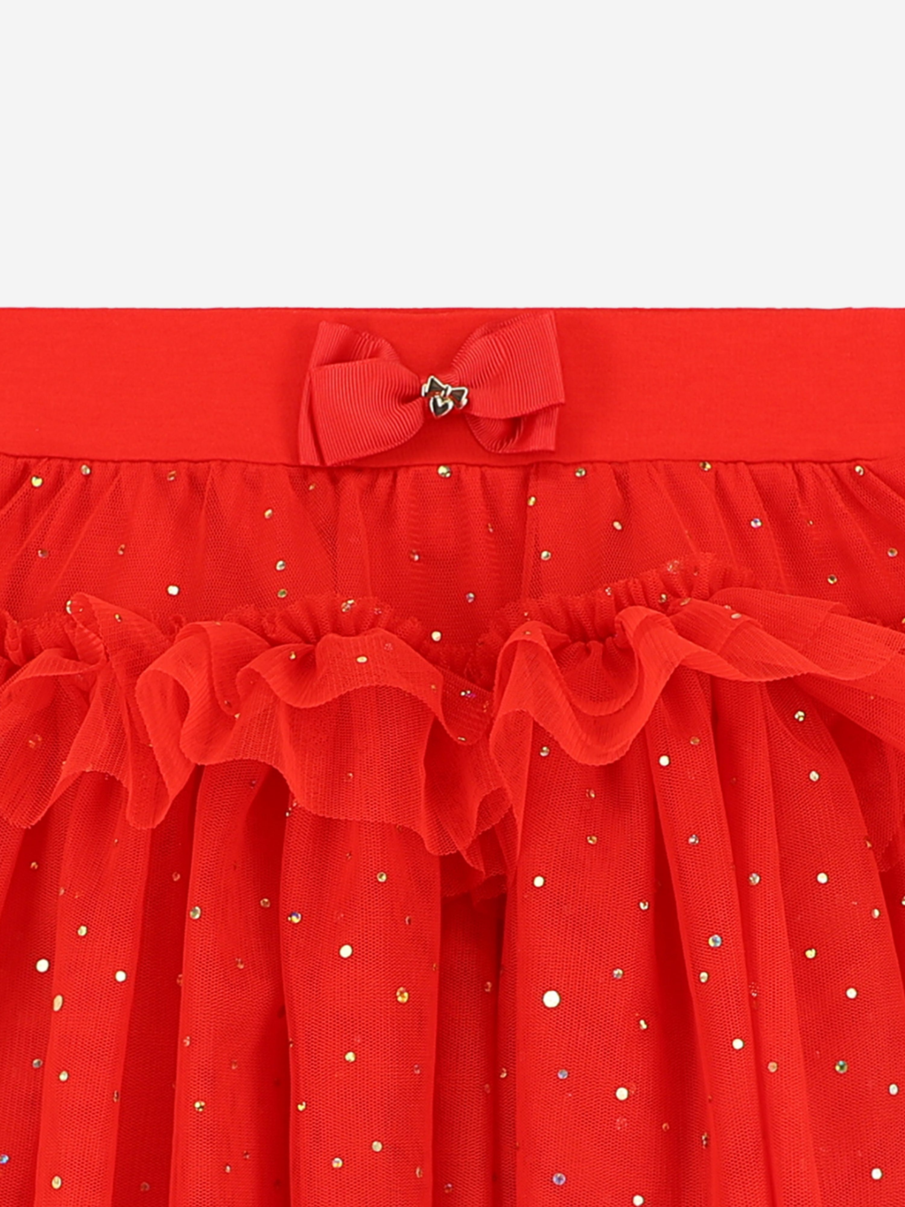 Angels Face Girls Georgian Gold Dot Skirt in Red