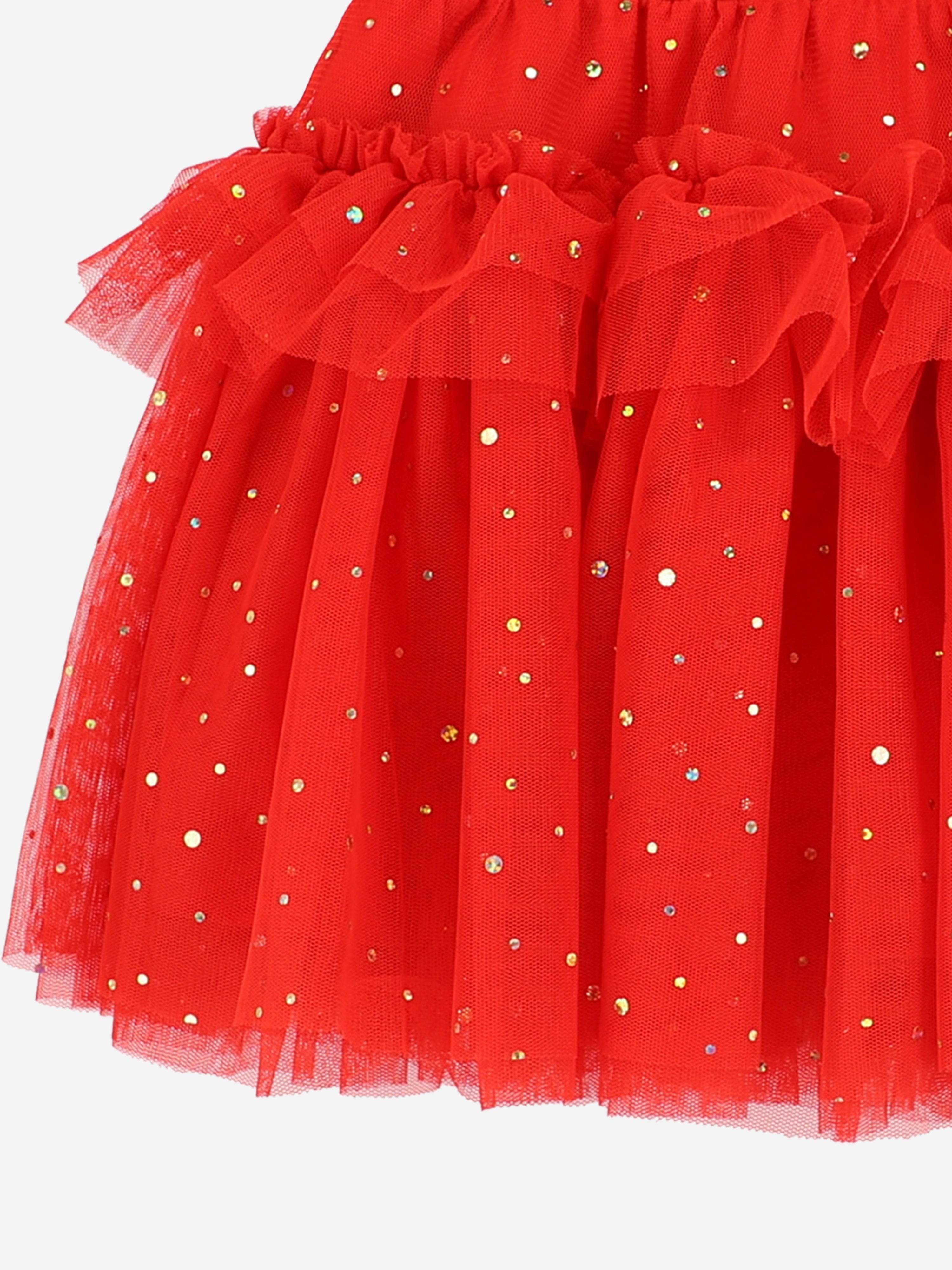 Angels Face Girls Georgian Gold Dot Skirt in Red
