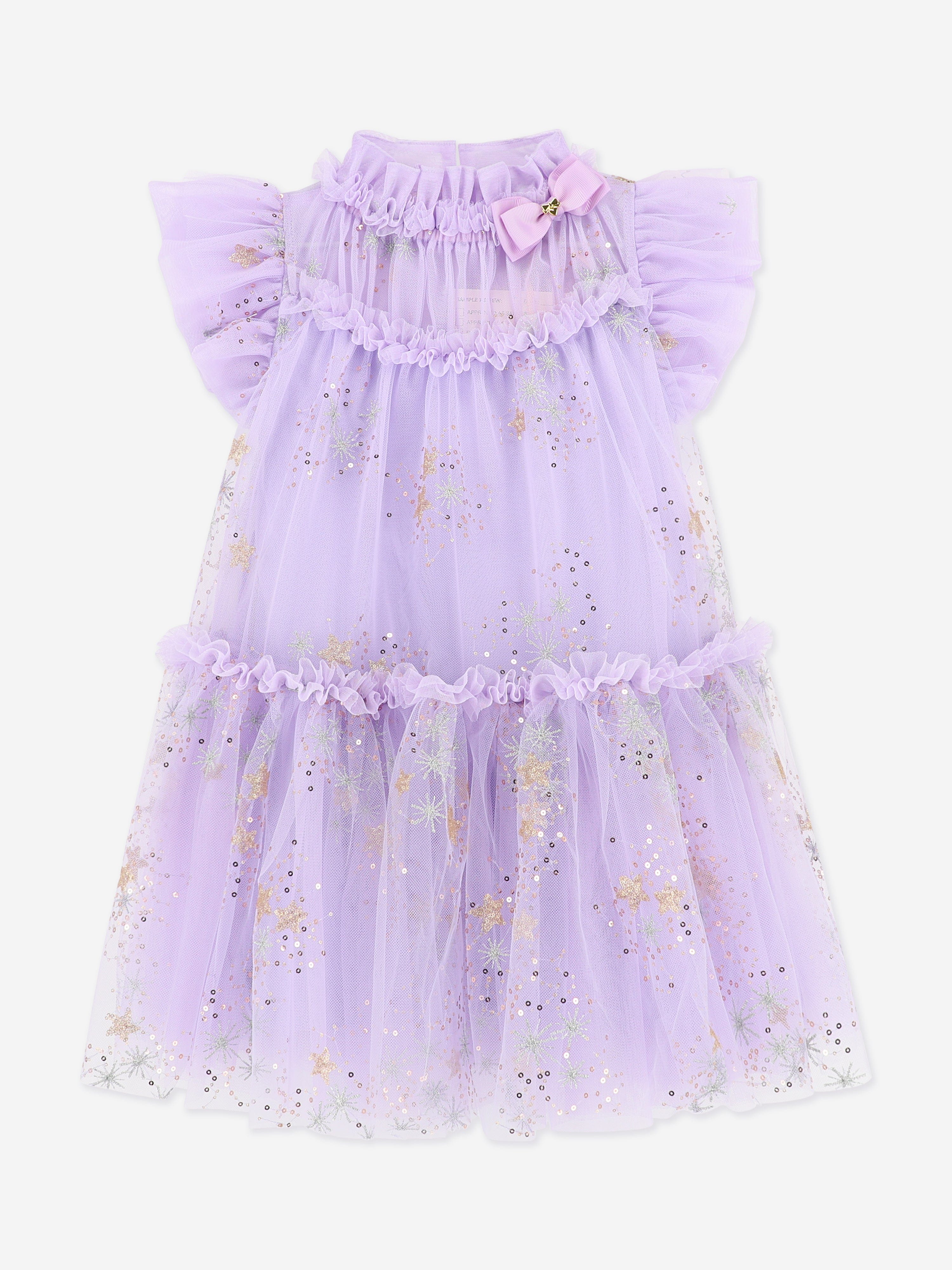 Angels Face Girls Marietta Multi Glitter Star Dress in Purple