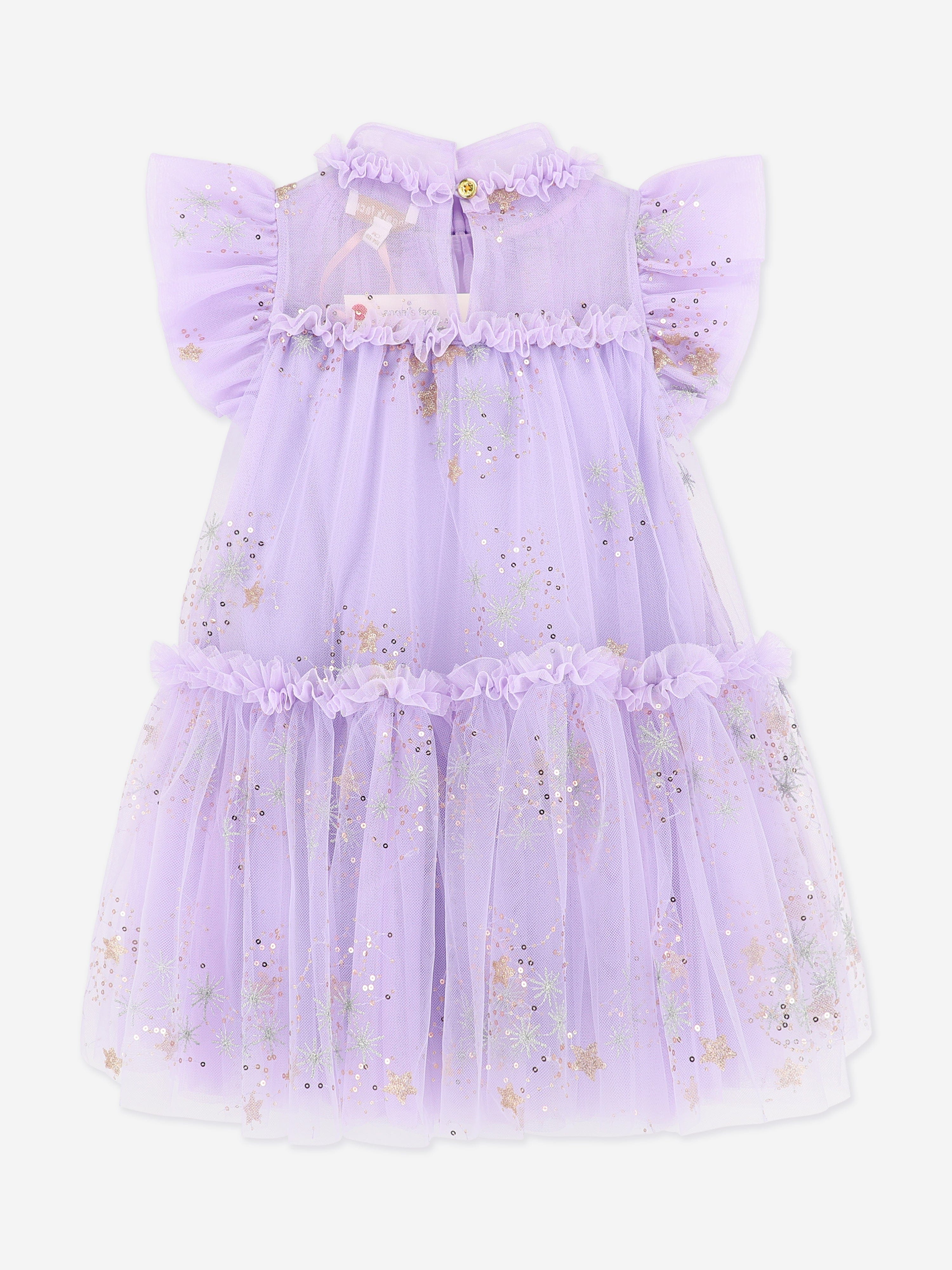Angels Face Girls Marietta Multi Glitter Star Dress in Purple