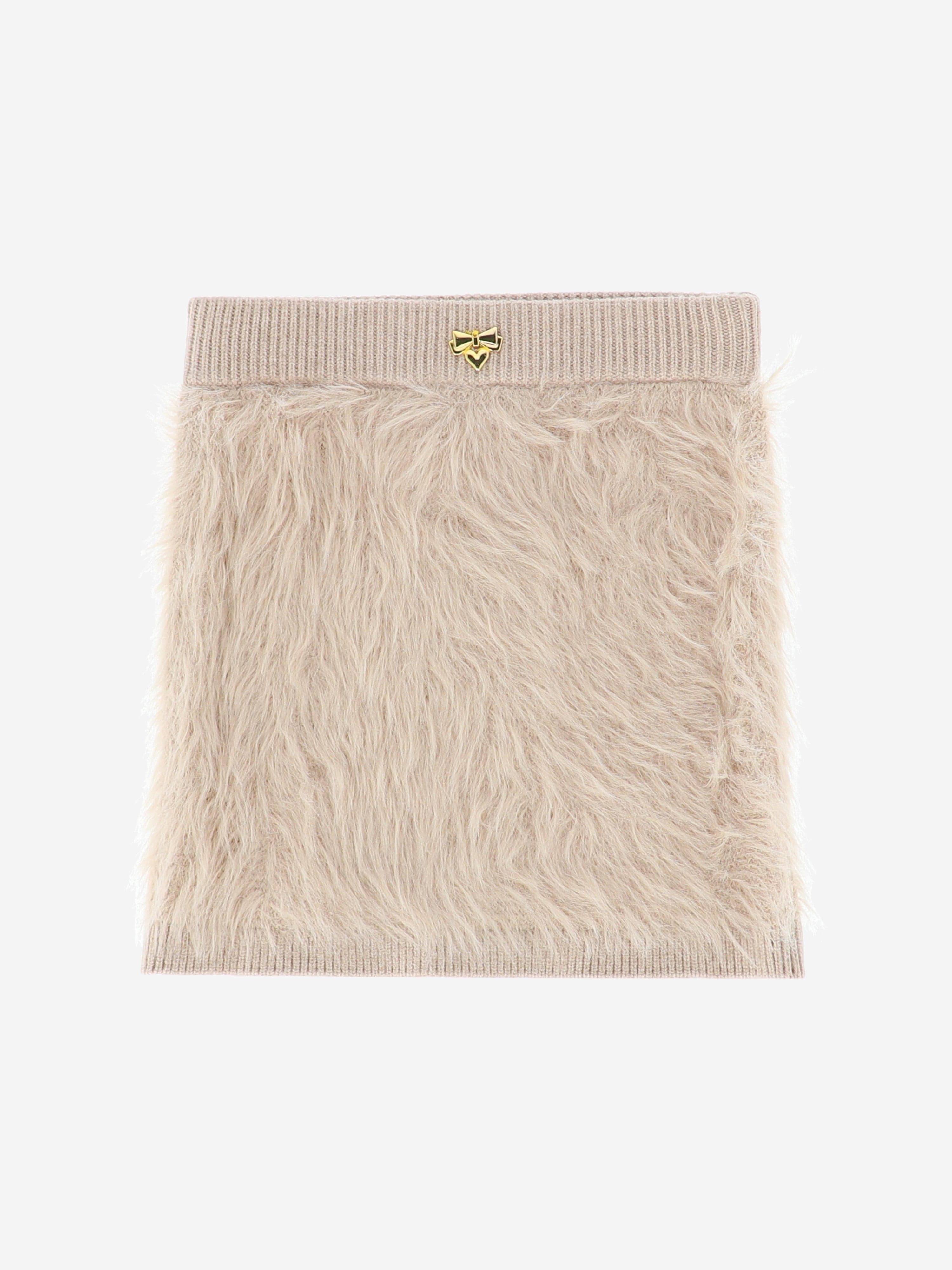 Angels Face Girls Melody Fluffy Knitted Skirt in Beige