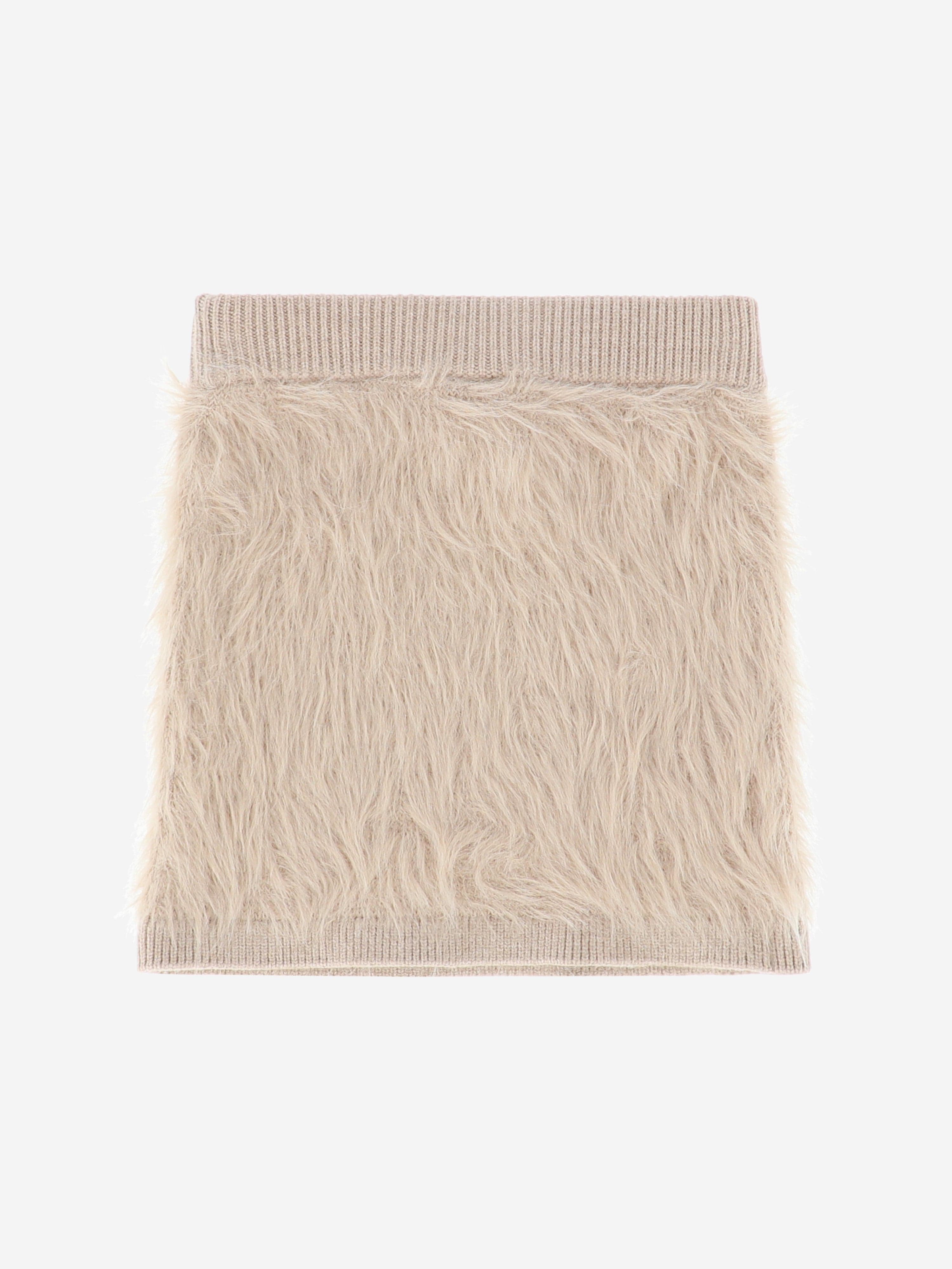 Angels Face Girls Melody Fluffy Knitted Skirt in Beige