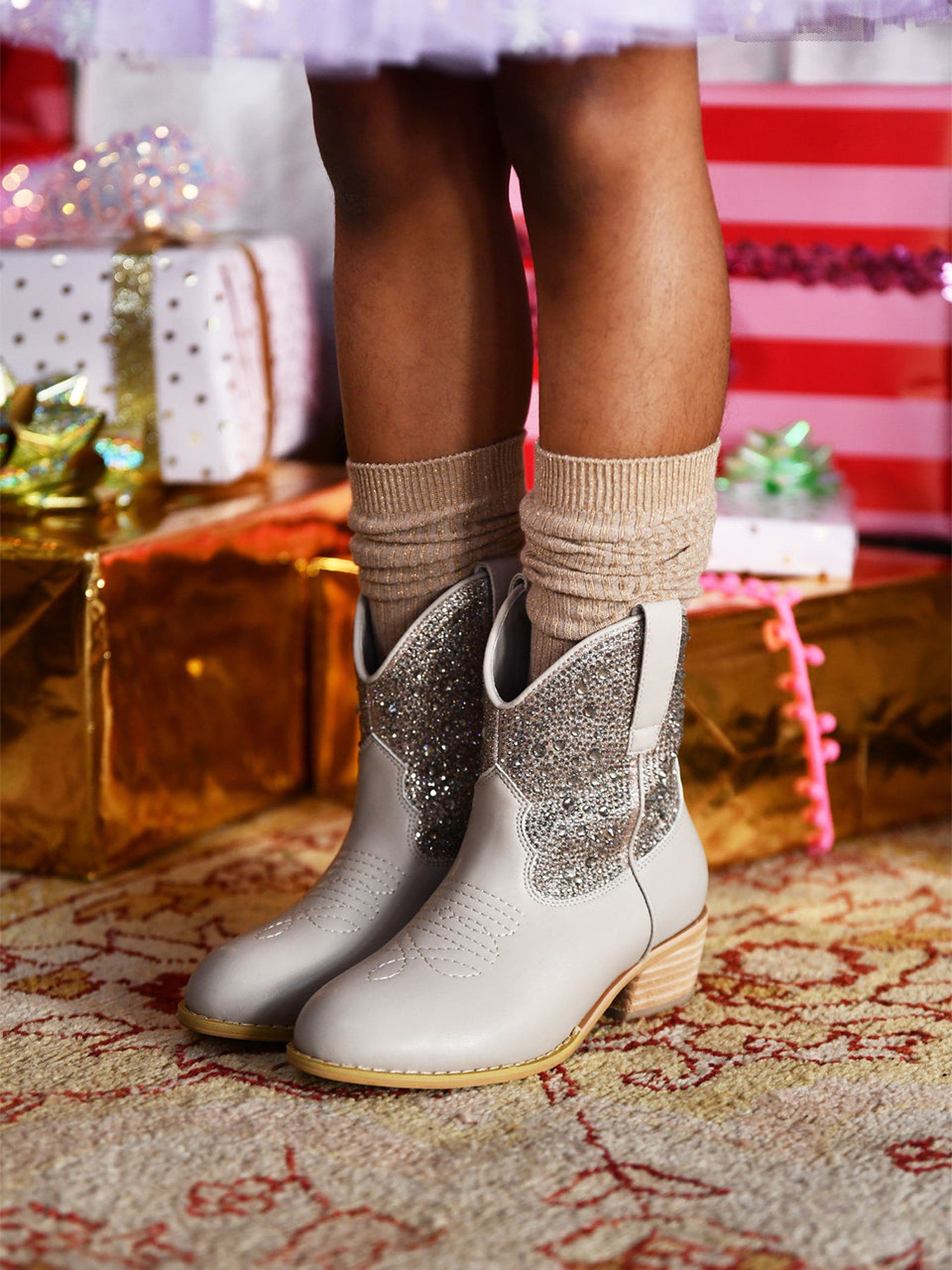 Angels Face Girls Rio Crystal Cowboy Boots in Beige