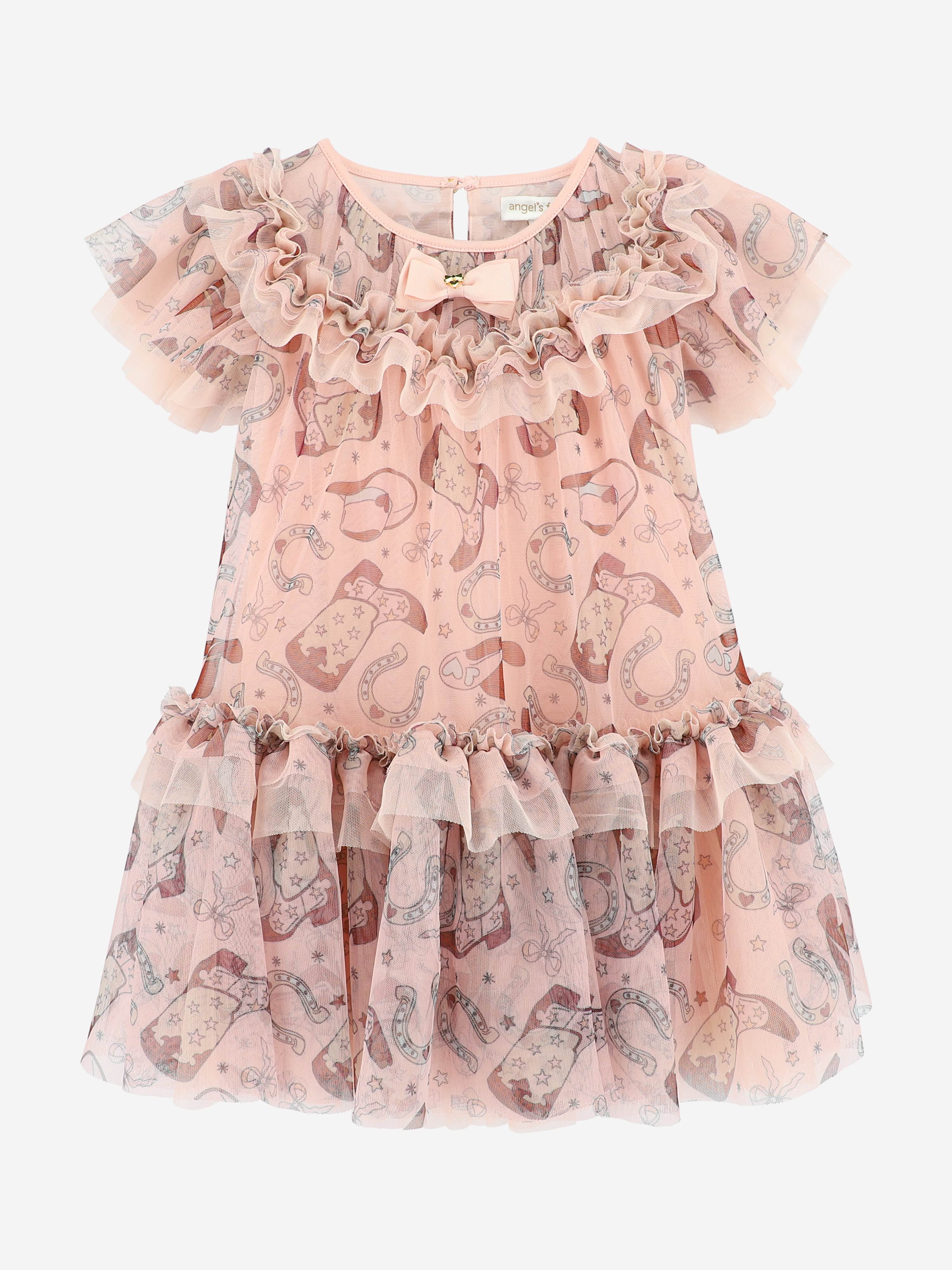 Angels Face Girls Victoria Rodeo Tulle Dress in Pink