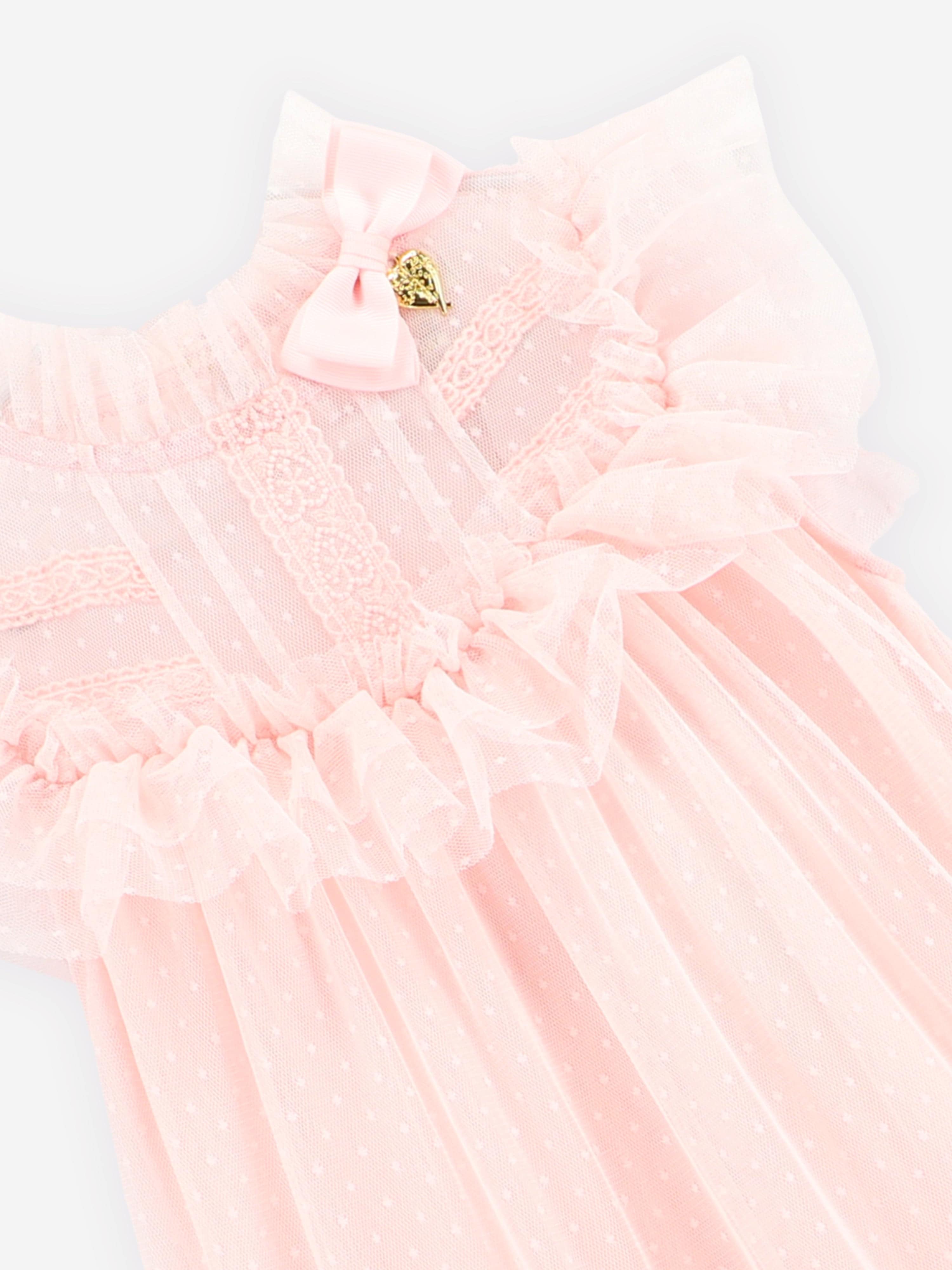 Angels Face Girls Andrea Spotted Tulle Dress in Pink