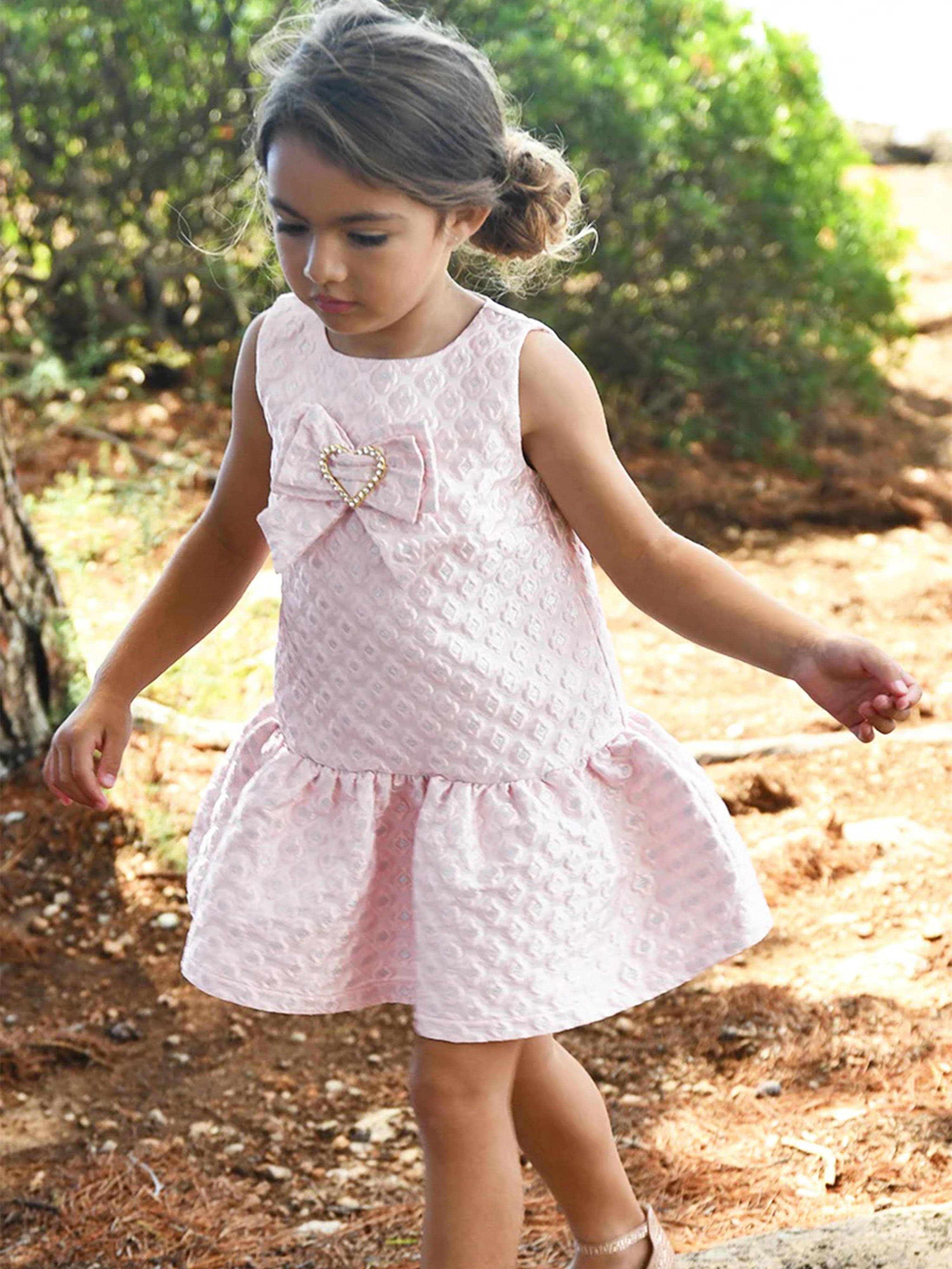 Angels Face Girls Anneka Jacquard Dress in Pink