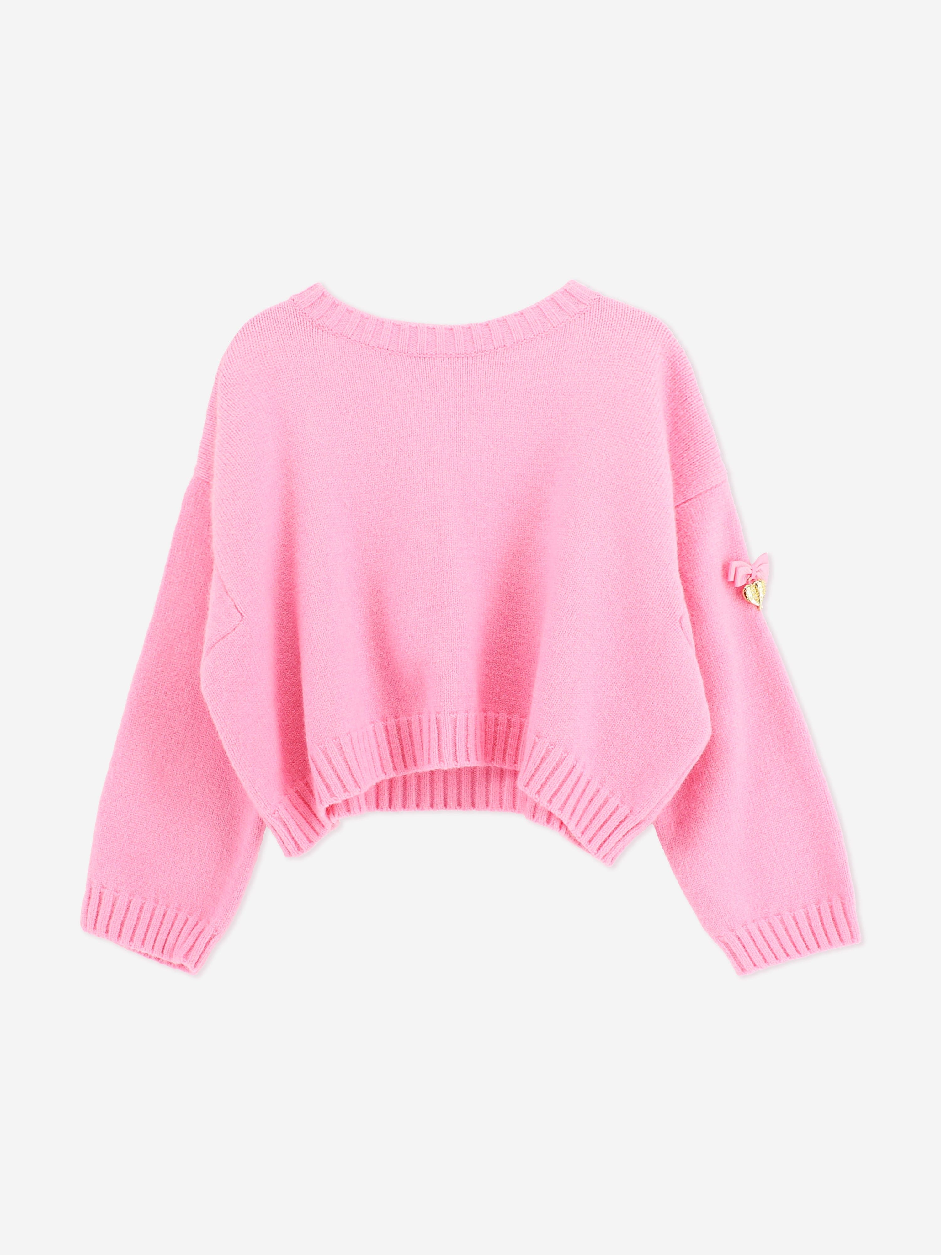 Angels Face Girls Roberta Cropped Jumper With Wings in Pink