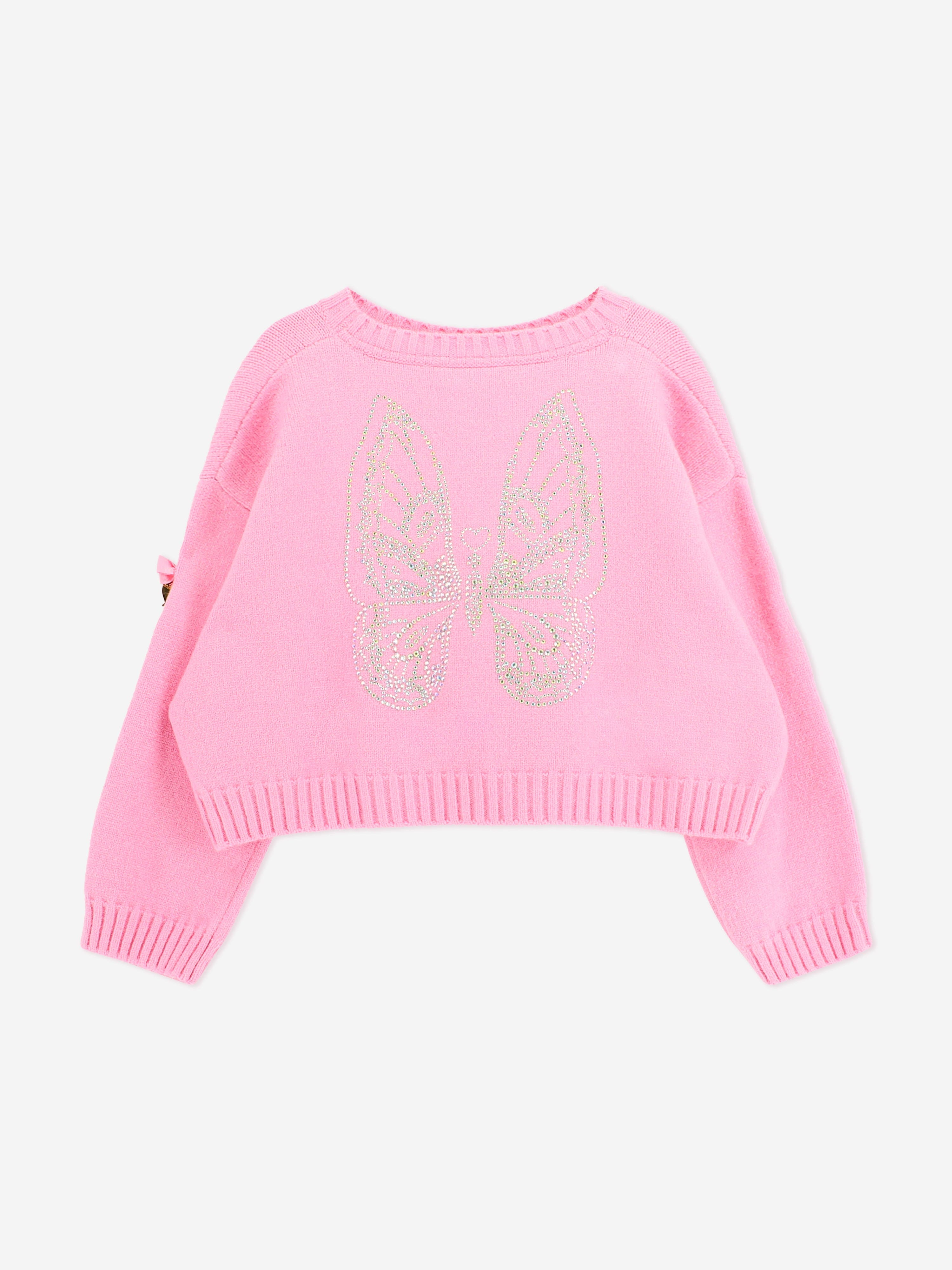 Angels Face Girls Roberta Cropped Jumper With Wings in Pink