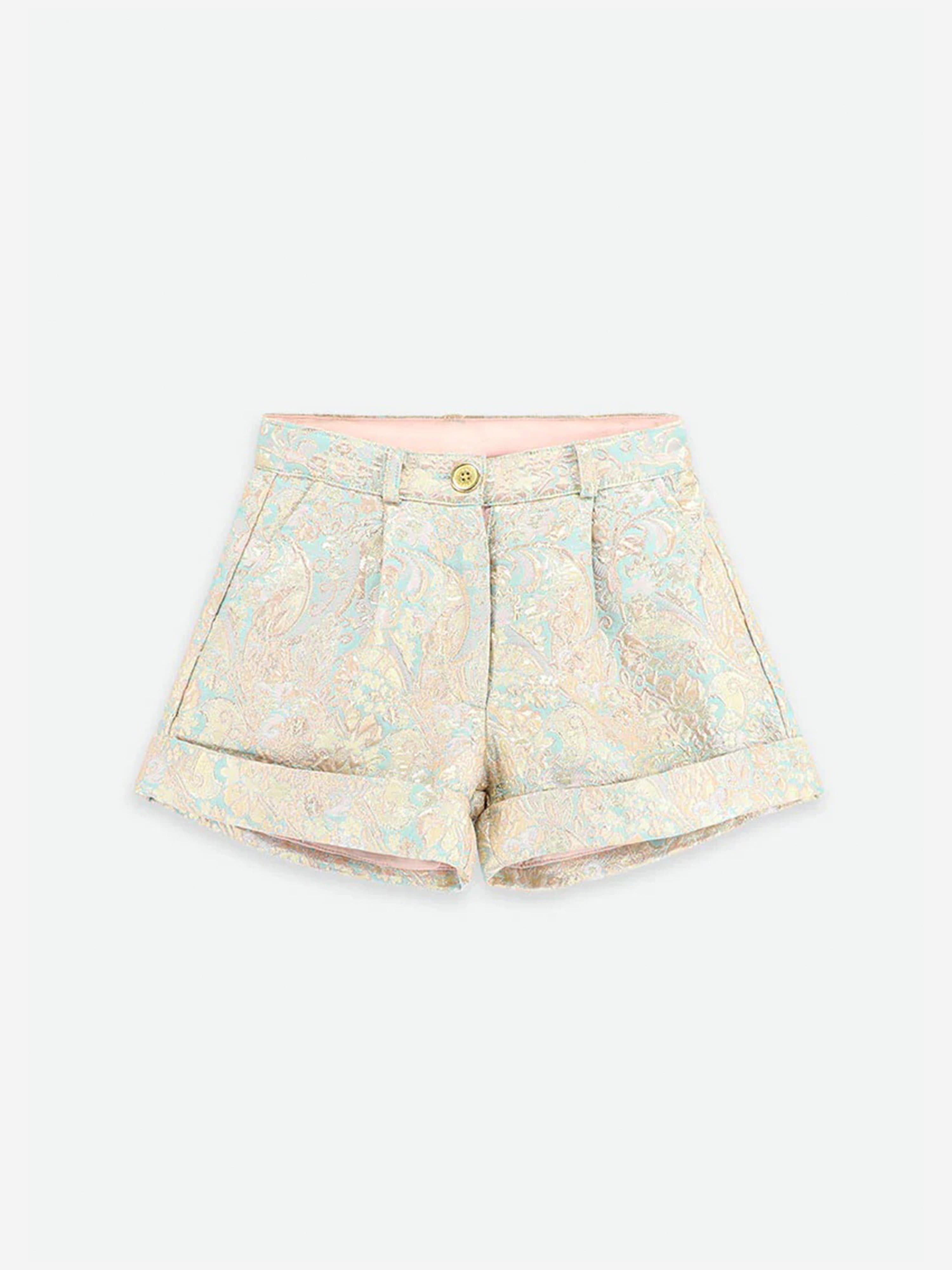 Angels Face Girls Metallic Paisley Shorts in Pink