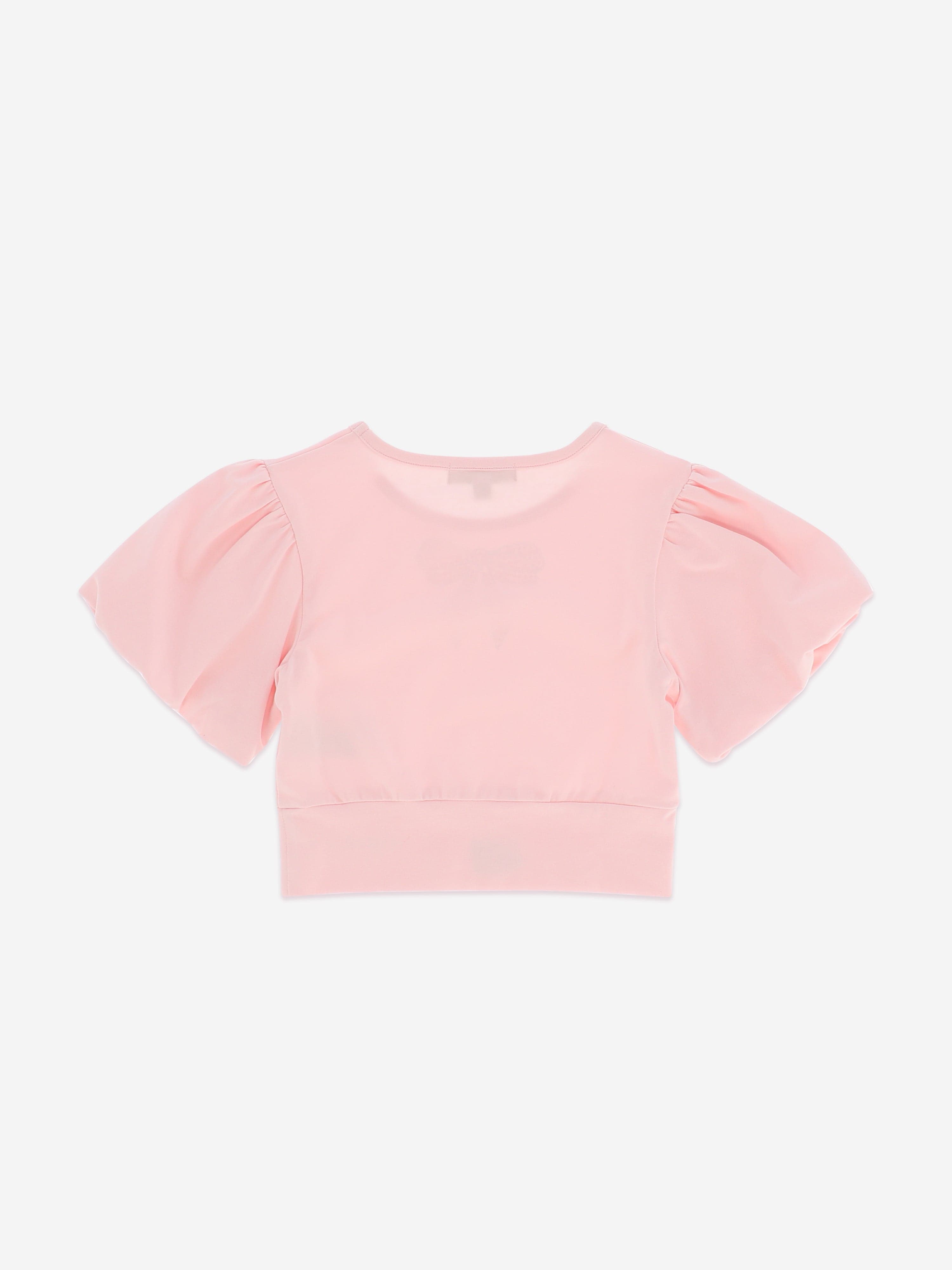 Angels Face Girls Dollie Pearl Bow Top in Pink