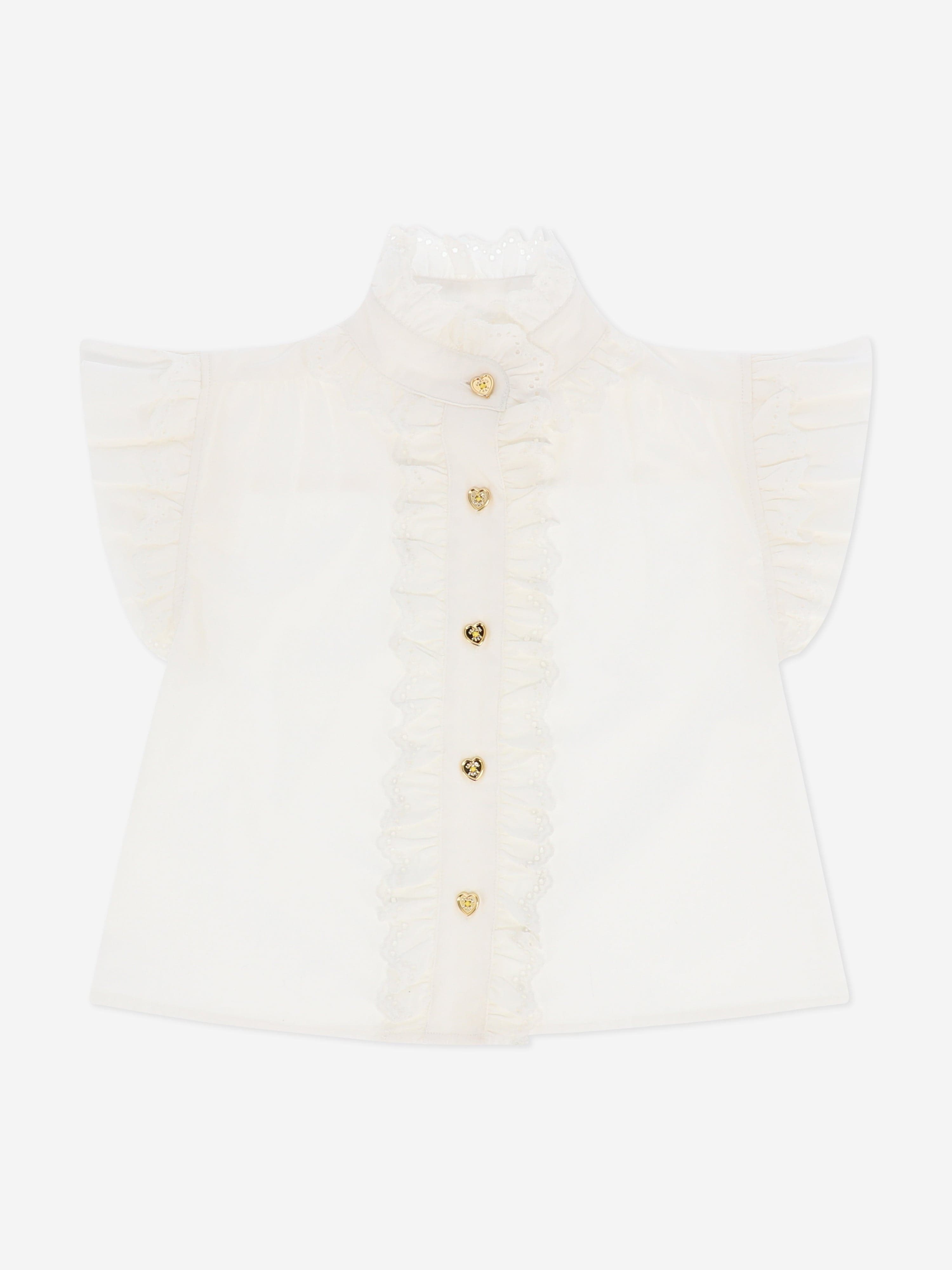 Angels Face Girls Neo Frill Blouse in White