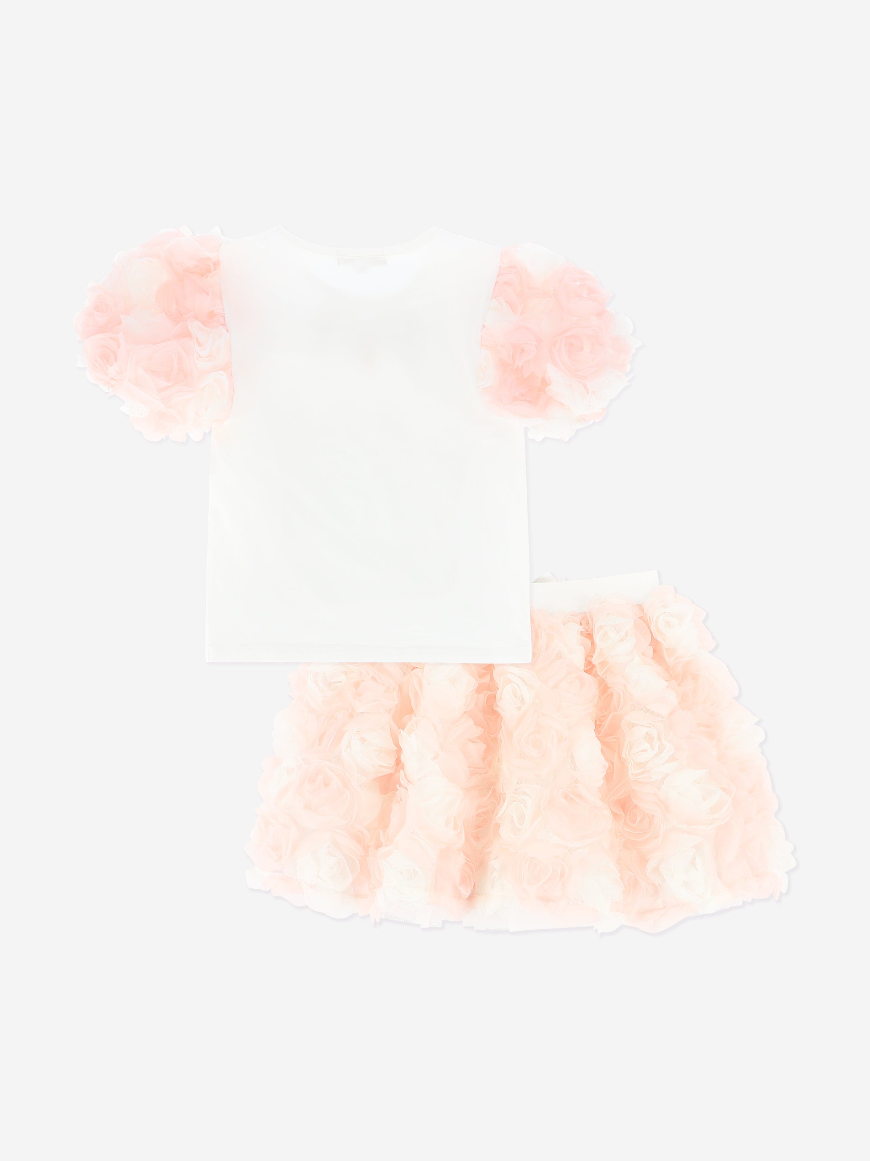 Angels Face Girls Roses Top and Skirt Set in Pink