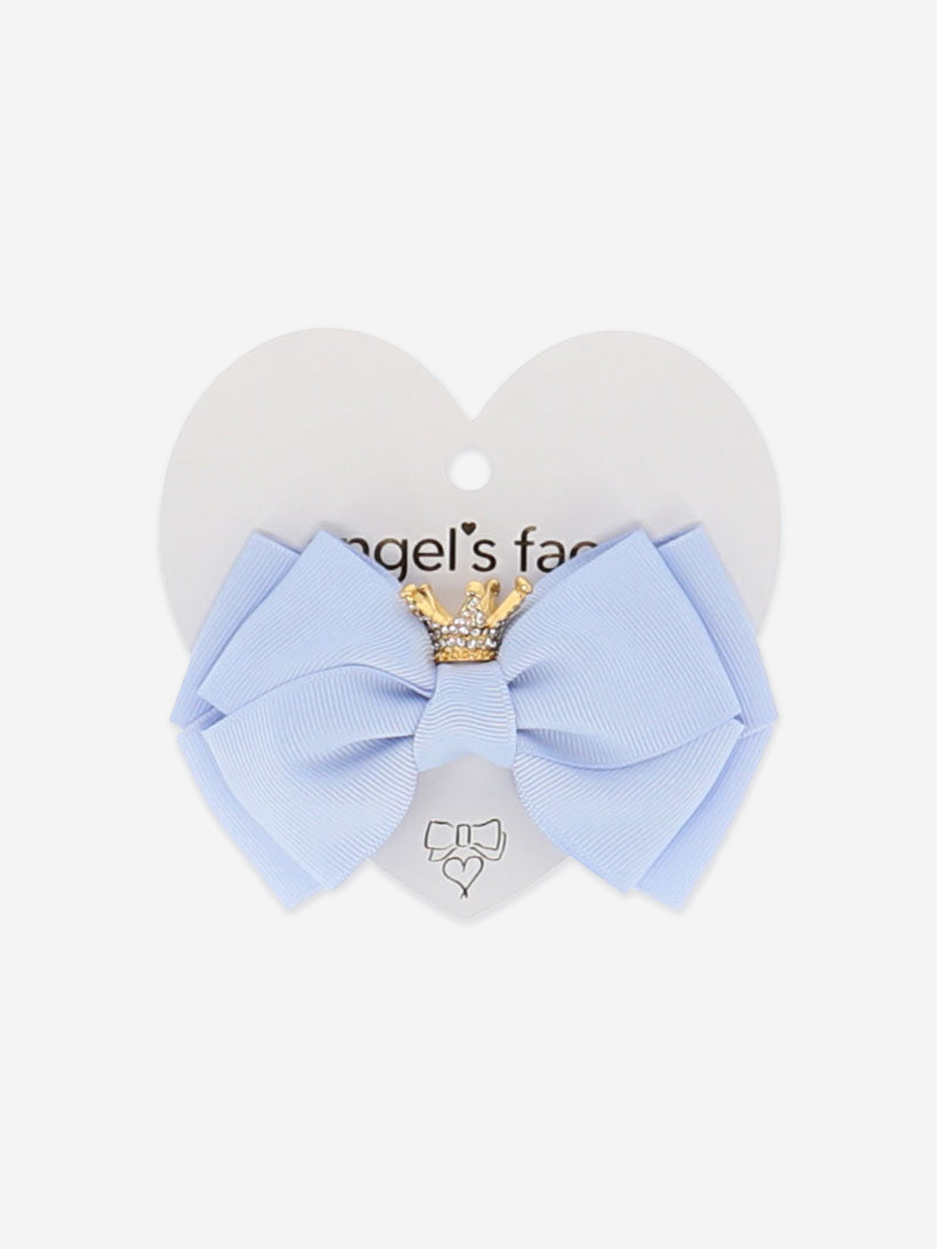 Angels Face Girls Big Bow with Crown in Blue