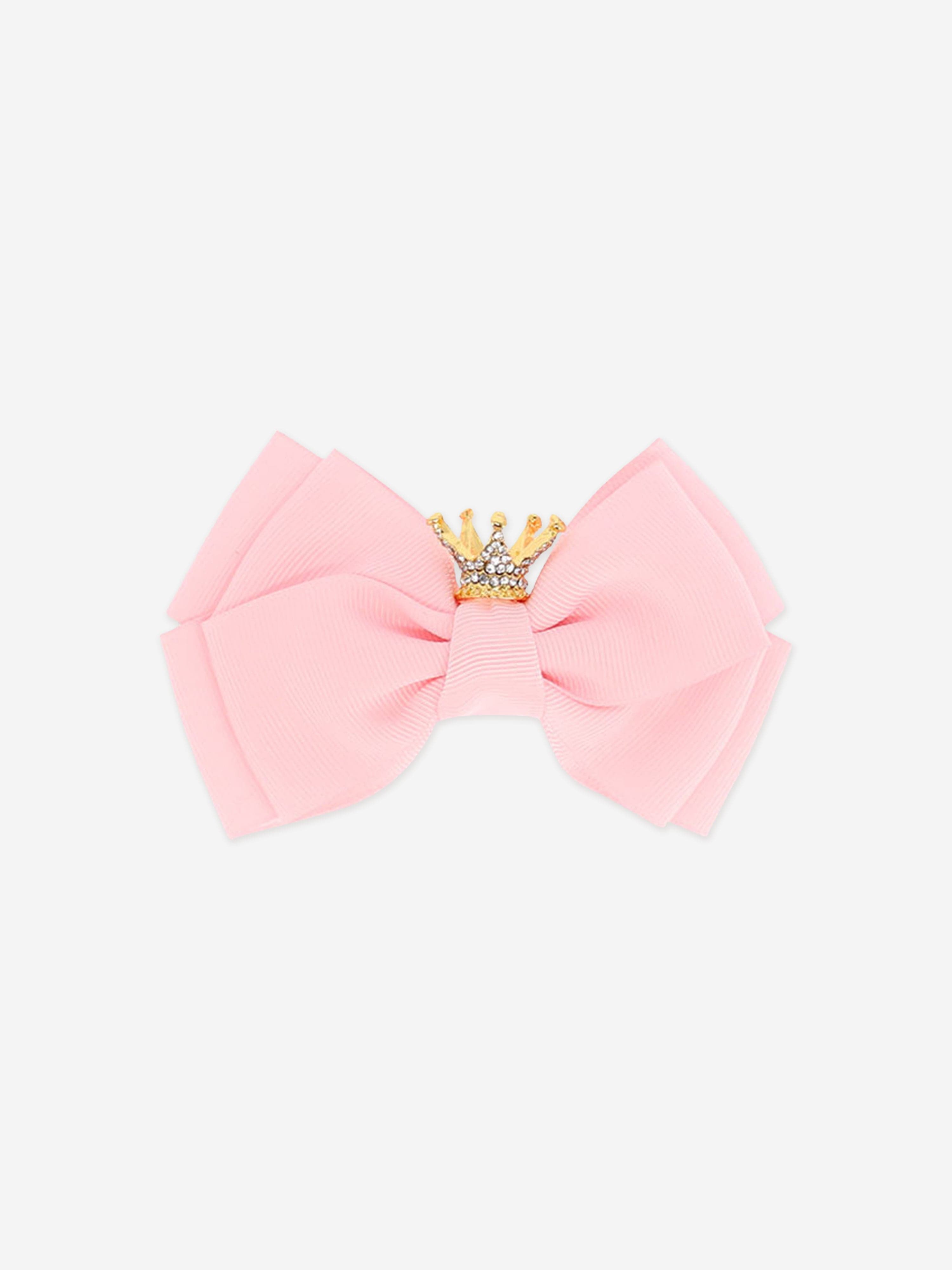 Angels Face Girls Big Bow with Crown in Pink