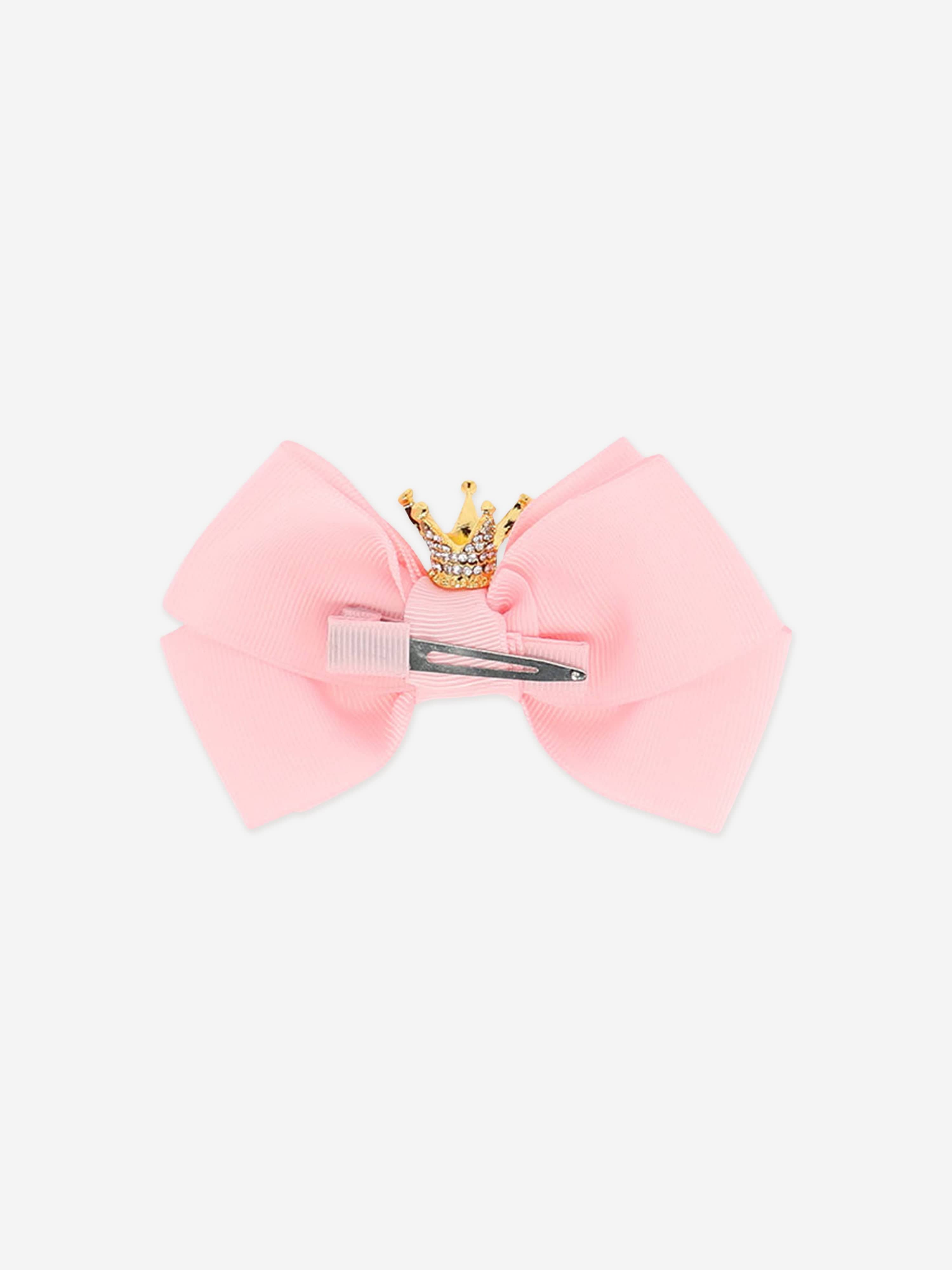 Angels Face Girls Big Bow with Crown in Pink