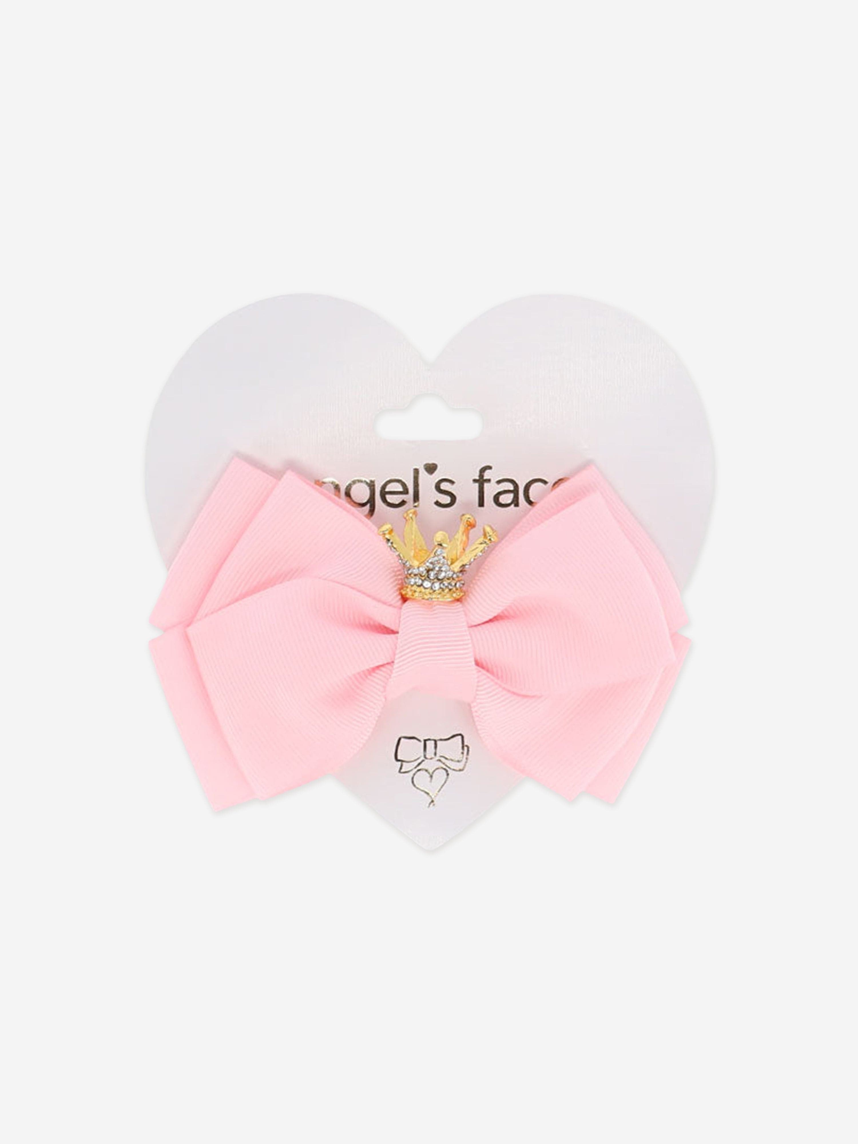 Angels Face Girls Big Bow with Crown in Pink