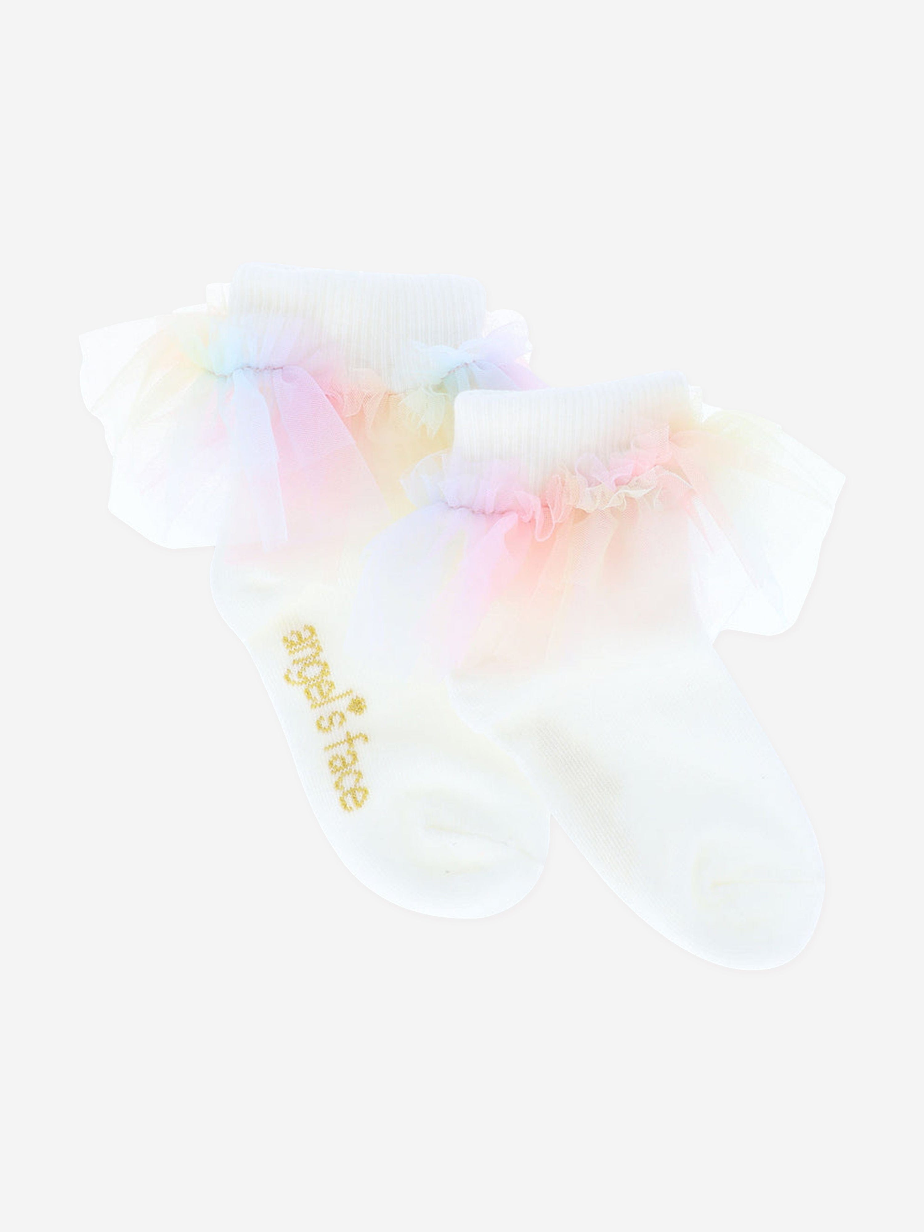 Angels Face Girls Frilly Socks in White