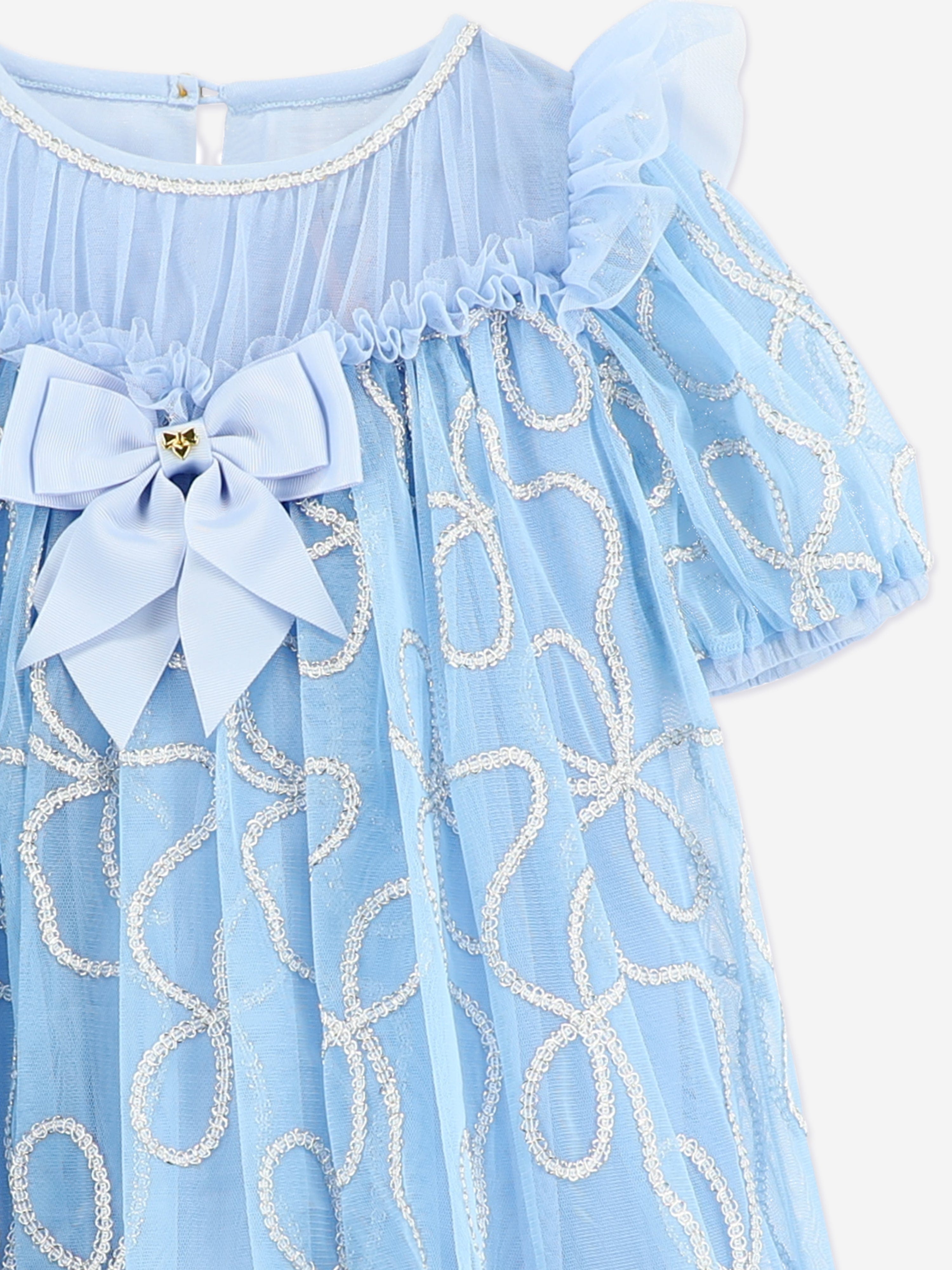 Angels Face Girls Isabella 3D Chain Tulle Dress in Blue