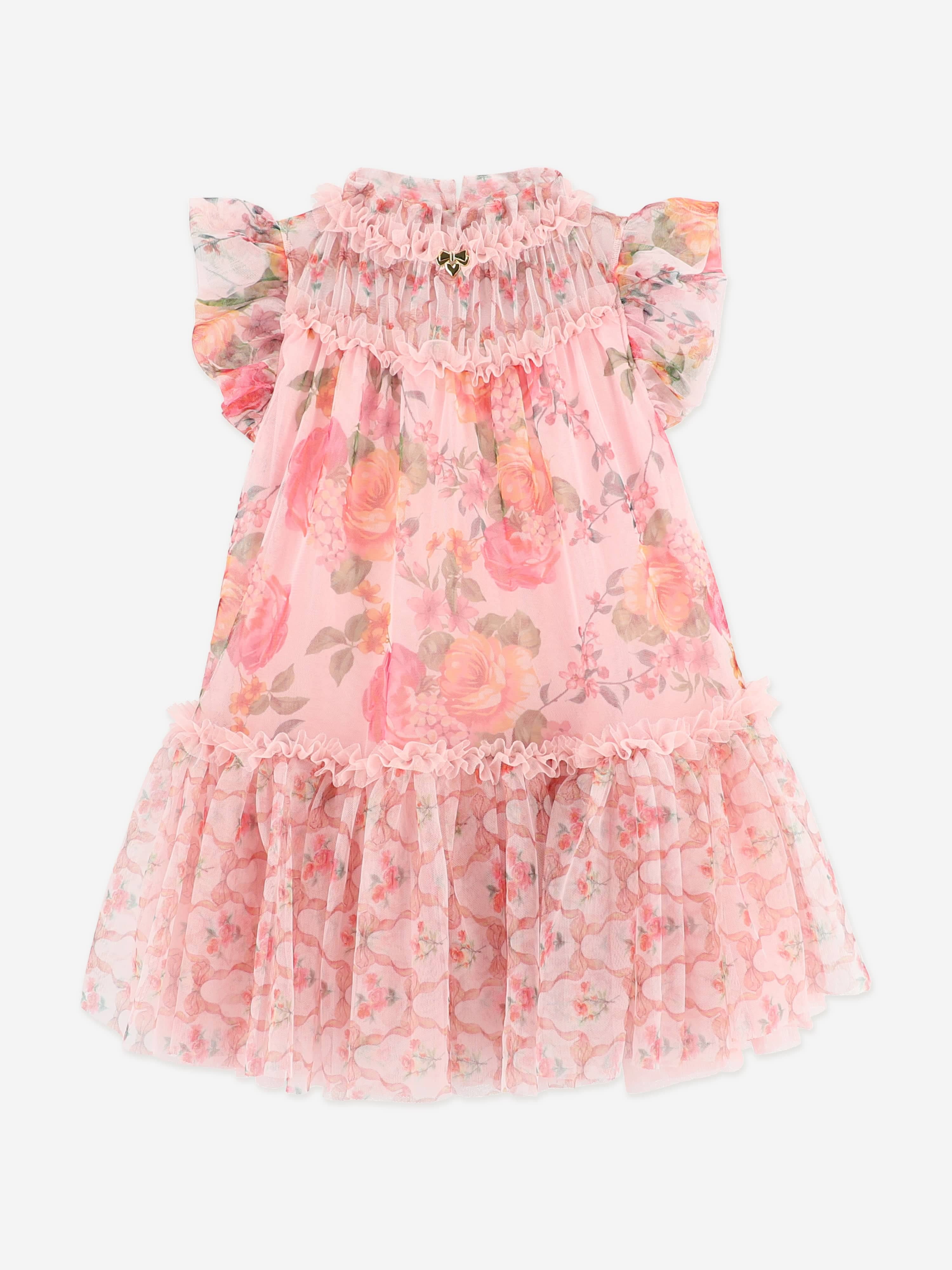 Angels Face Girls Marigold Mixed Bow Floral Dress in Pink