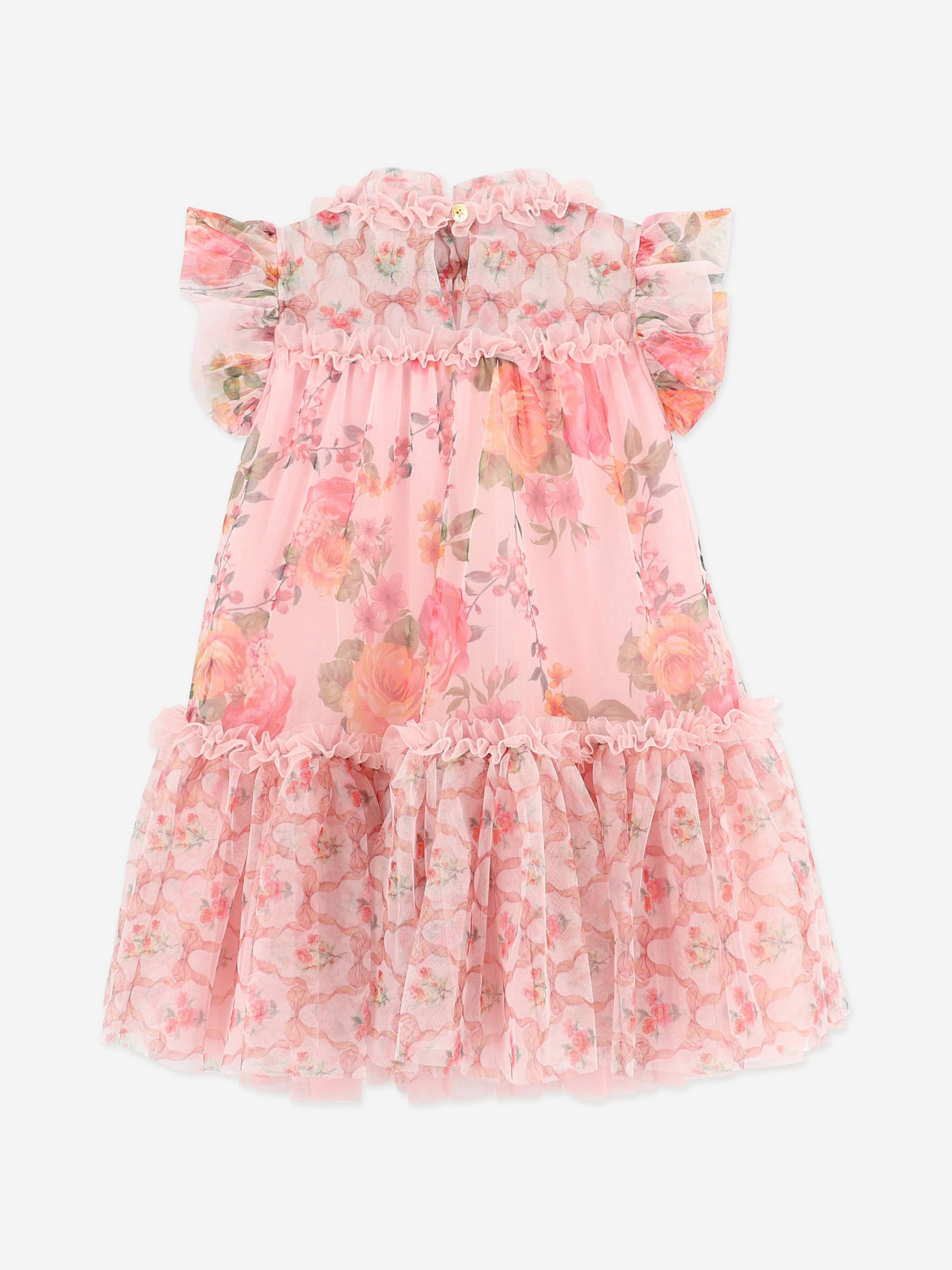 Angels Face Girls Marigold Mixed Bow Floral Dress in Pink