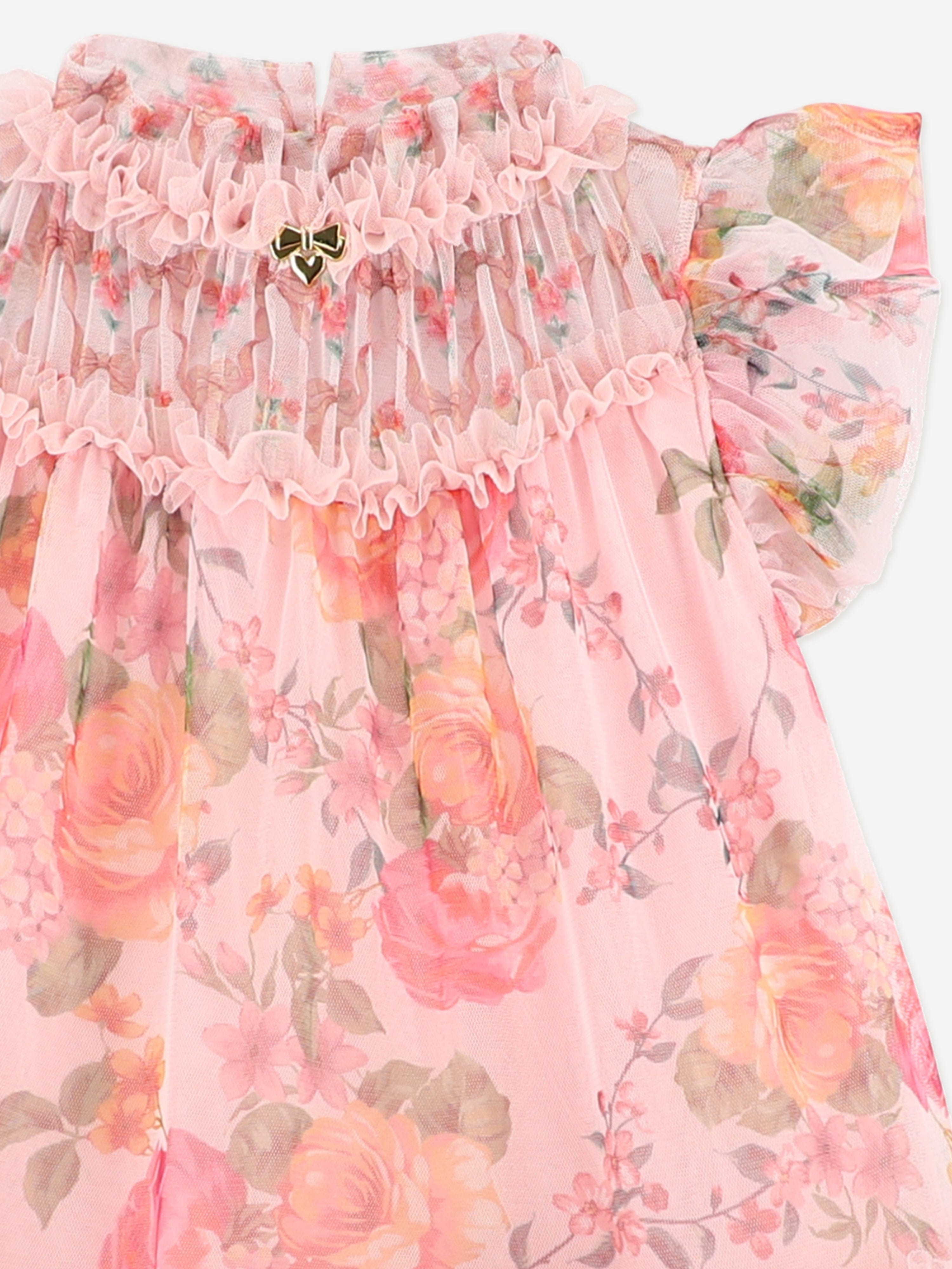 Angels Face Girls Marigold Mixed Bow Floral Dress in Pink