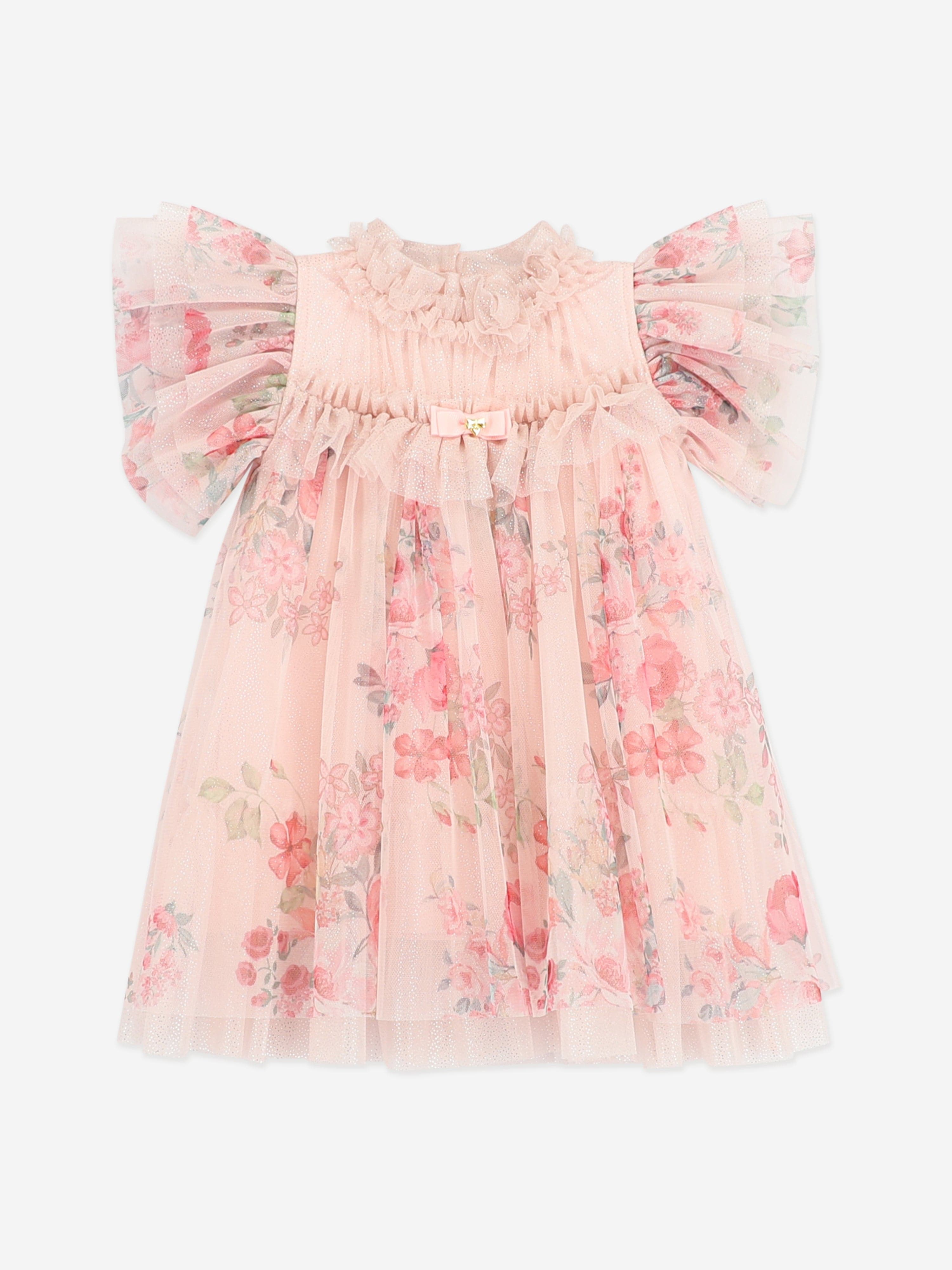 Angels Face Baby Girls Wendy Posy Print Tulle Dress in Pink