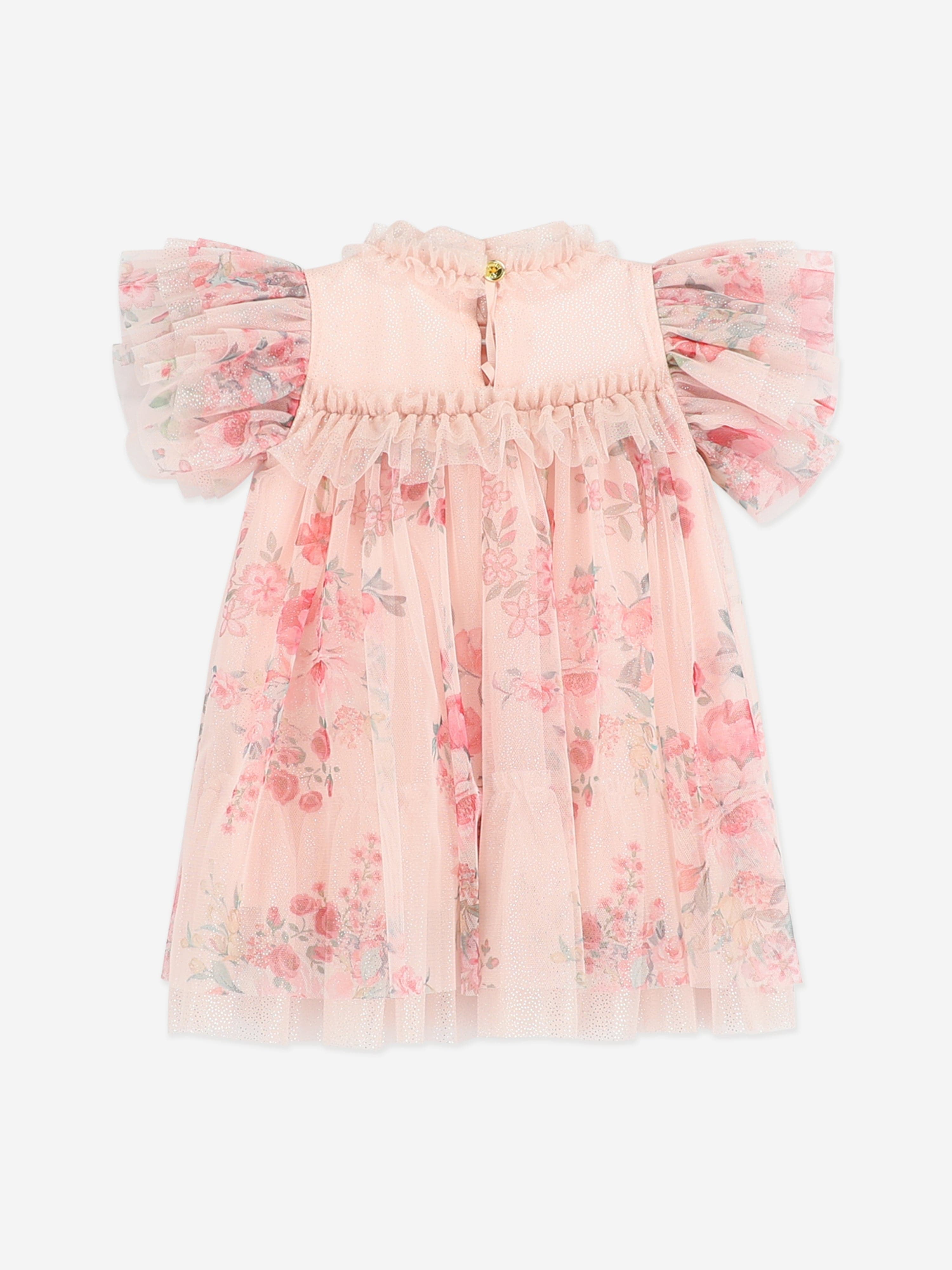 Angels Face Baby Girls Wendy Posy Print Tulle Dress in Pink