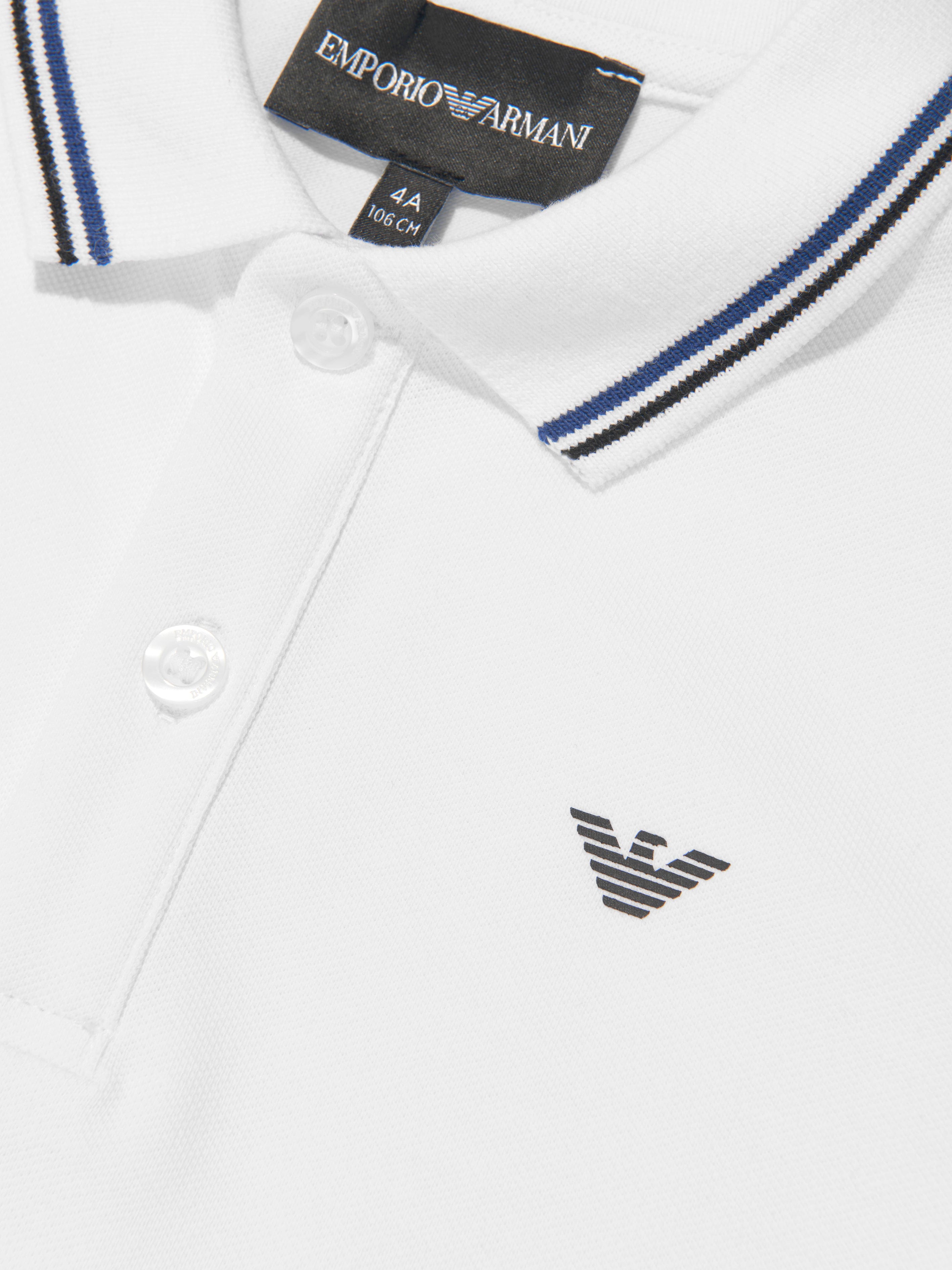 Emporio Armani Boys Logo Polo Shirt In White