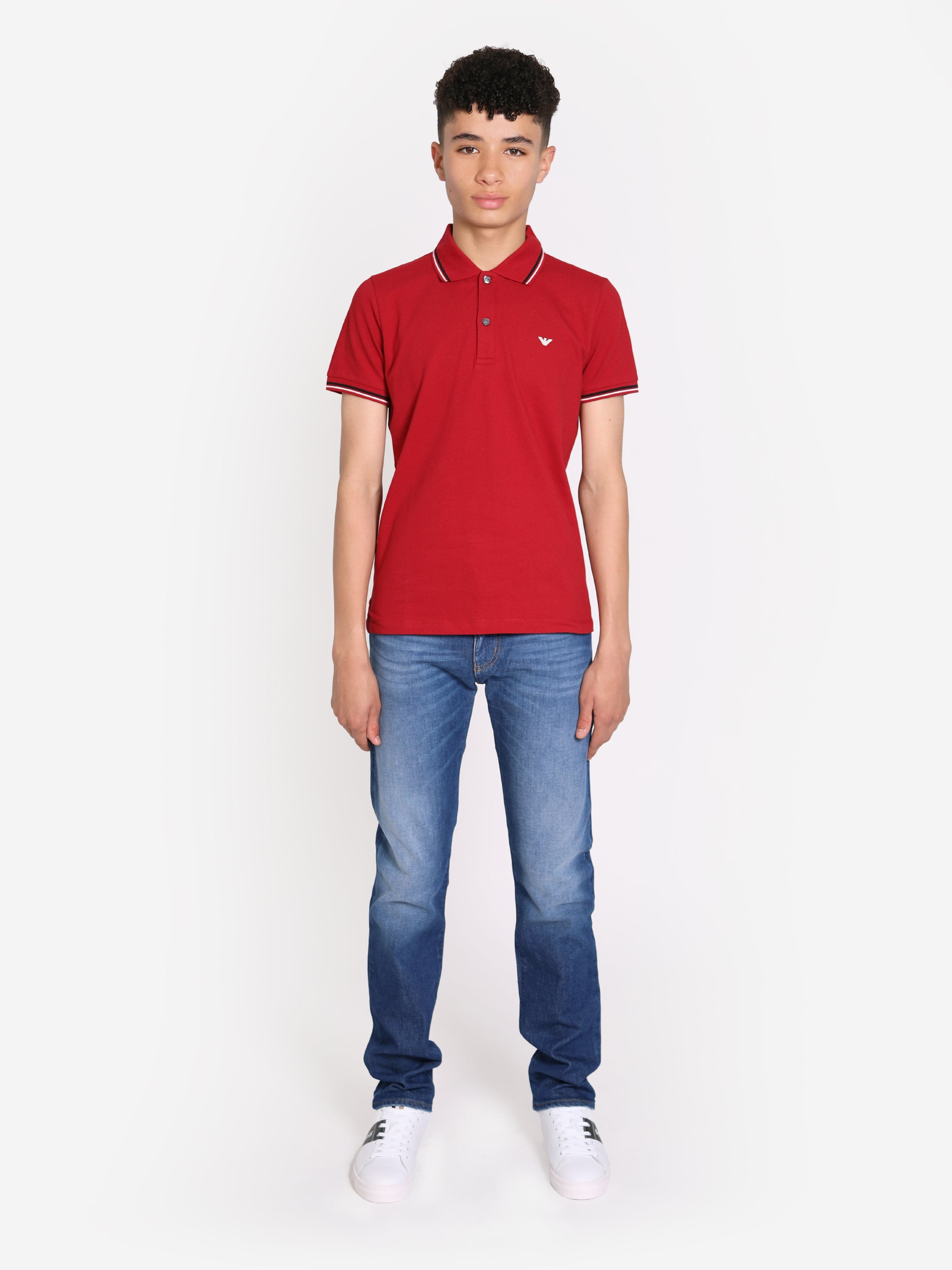 Emporio Armani Boys Logo Polo Shirt in Red