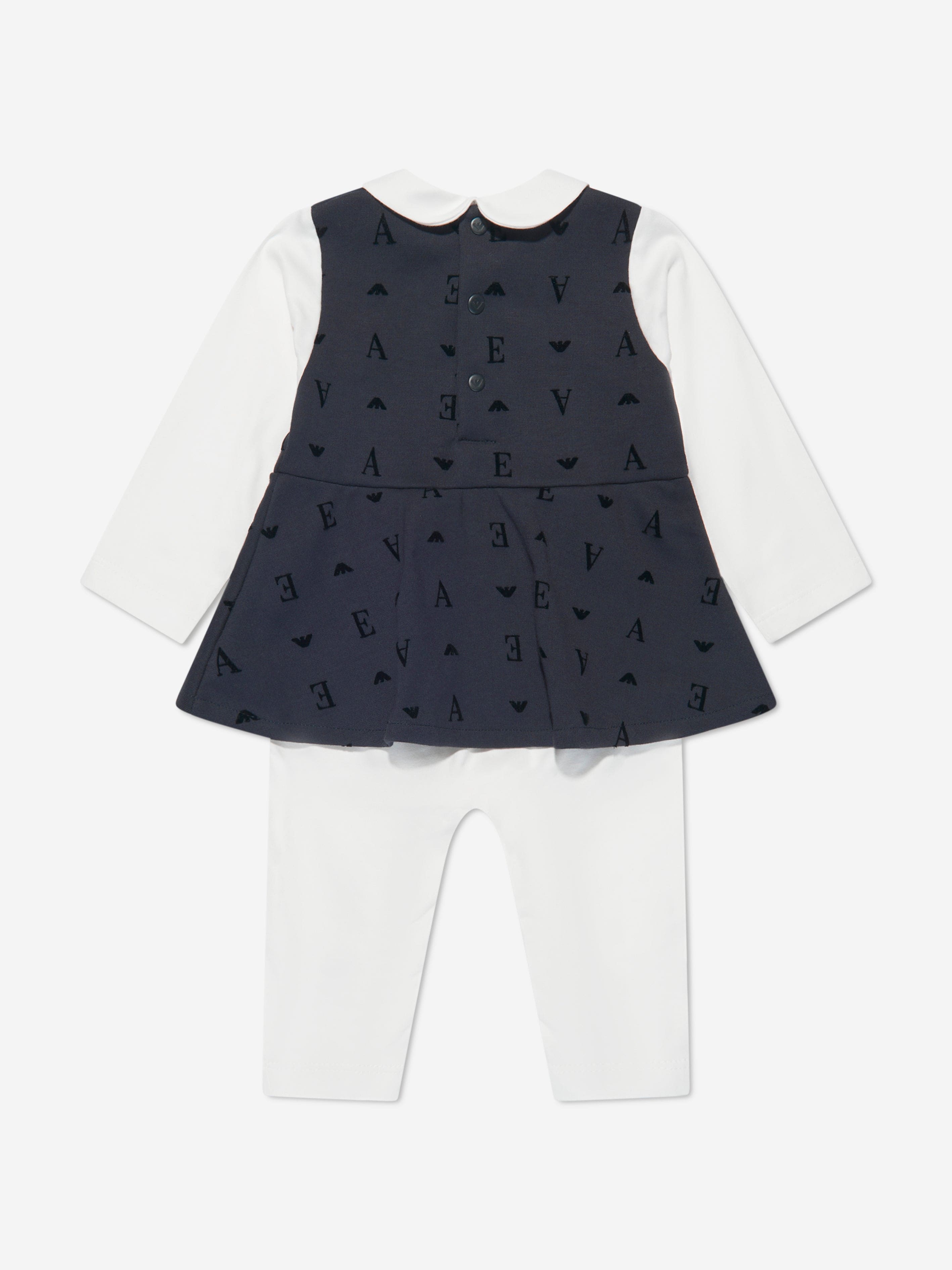 Emporio Armani Baby Girls Flocked Logo Romper Dress