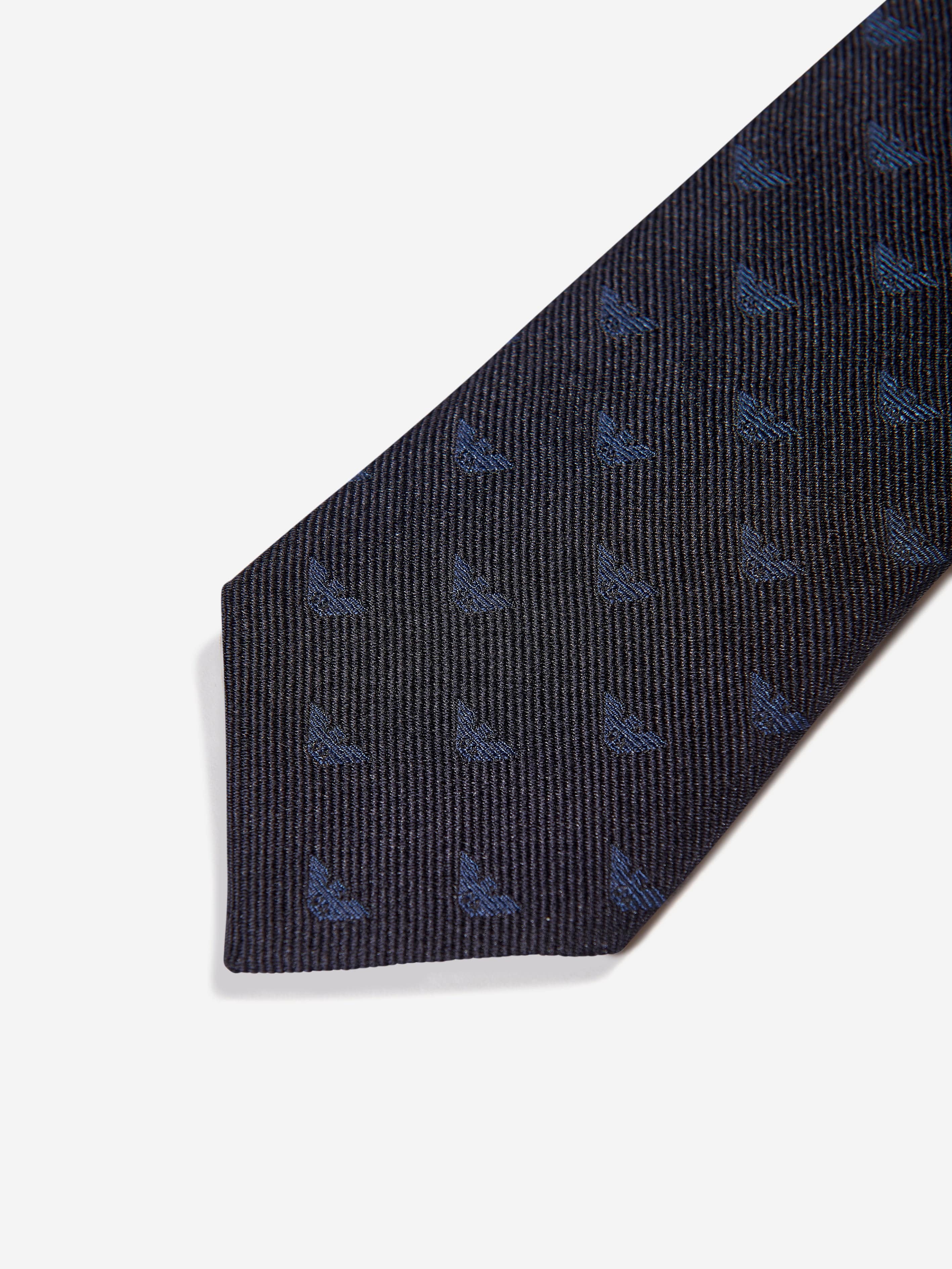 Emporio Armani Boys Silk Logo Tie in Navy