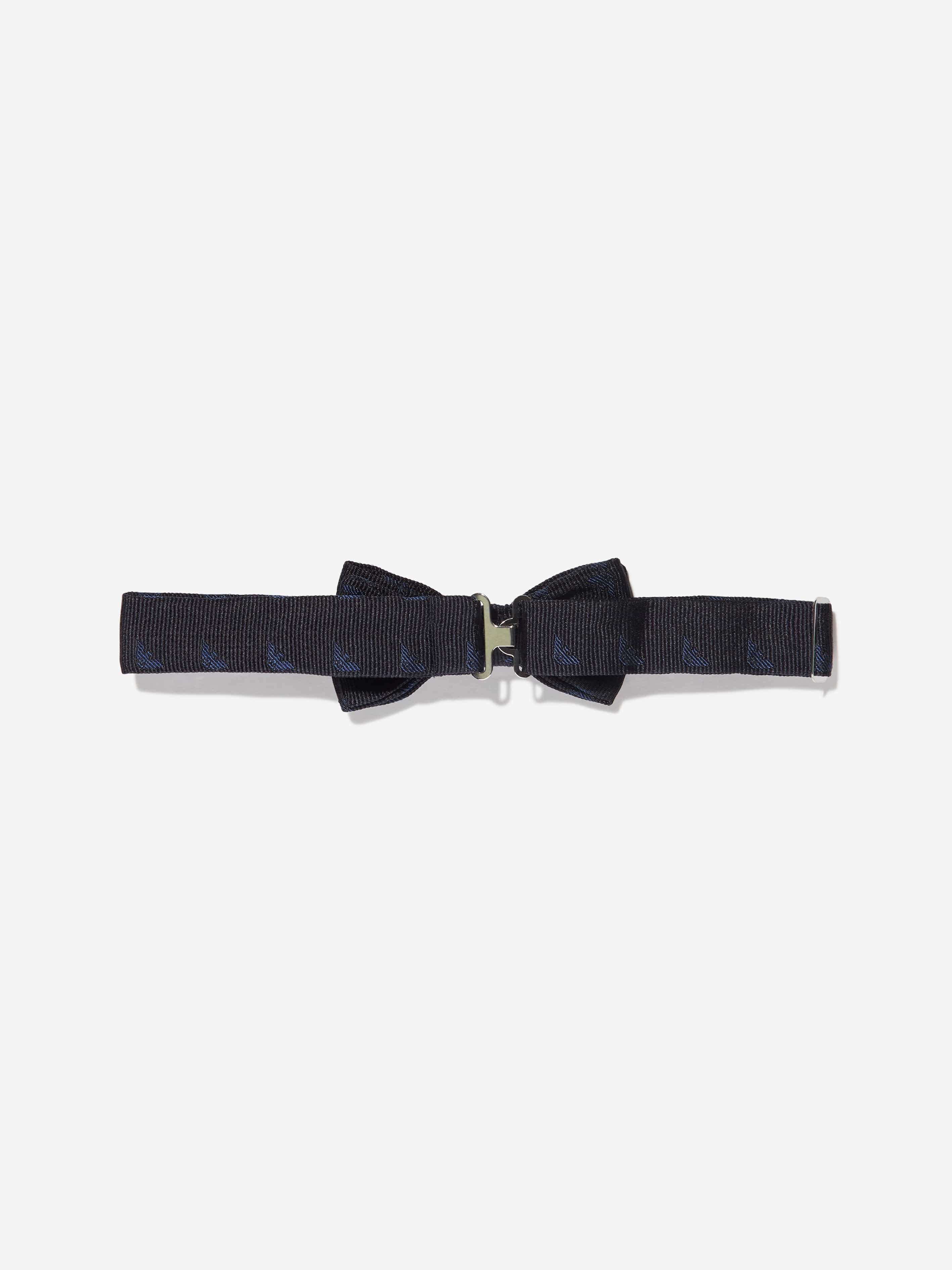 Emporio Armani Boys Silk Logo Bow Tie in Navy