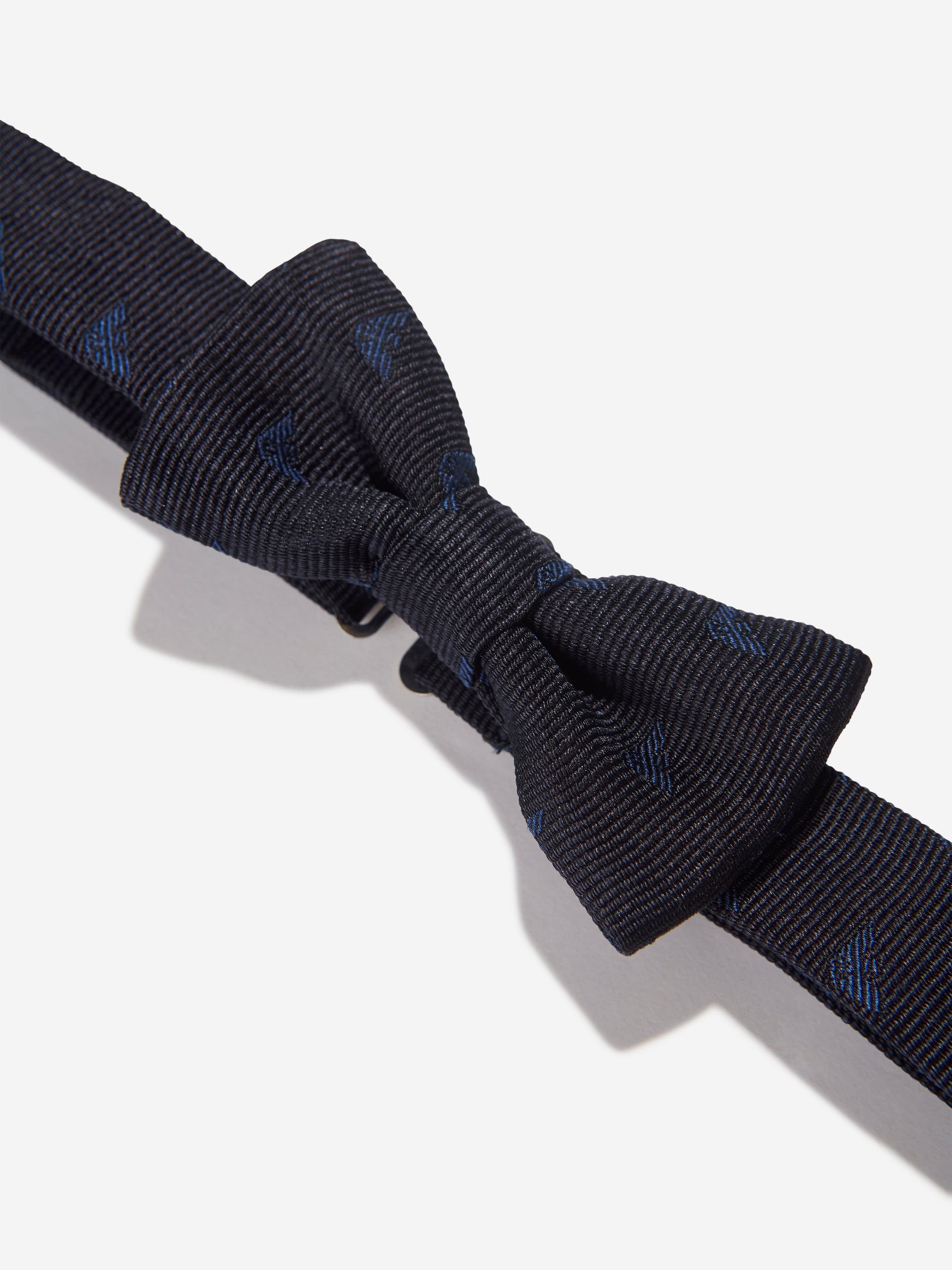 Emporio Armani Boys Silk Logo Bow Tie in Navy