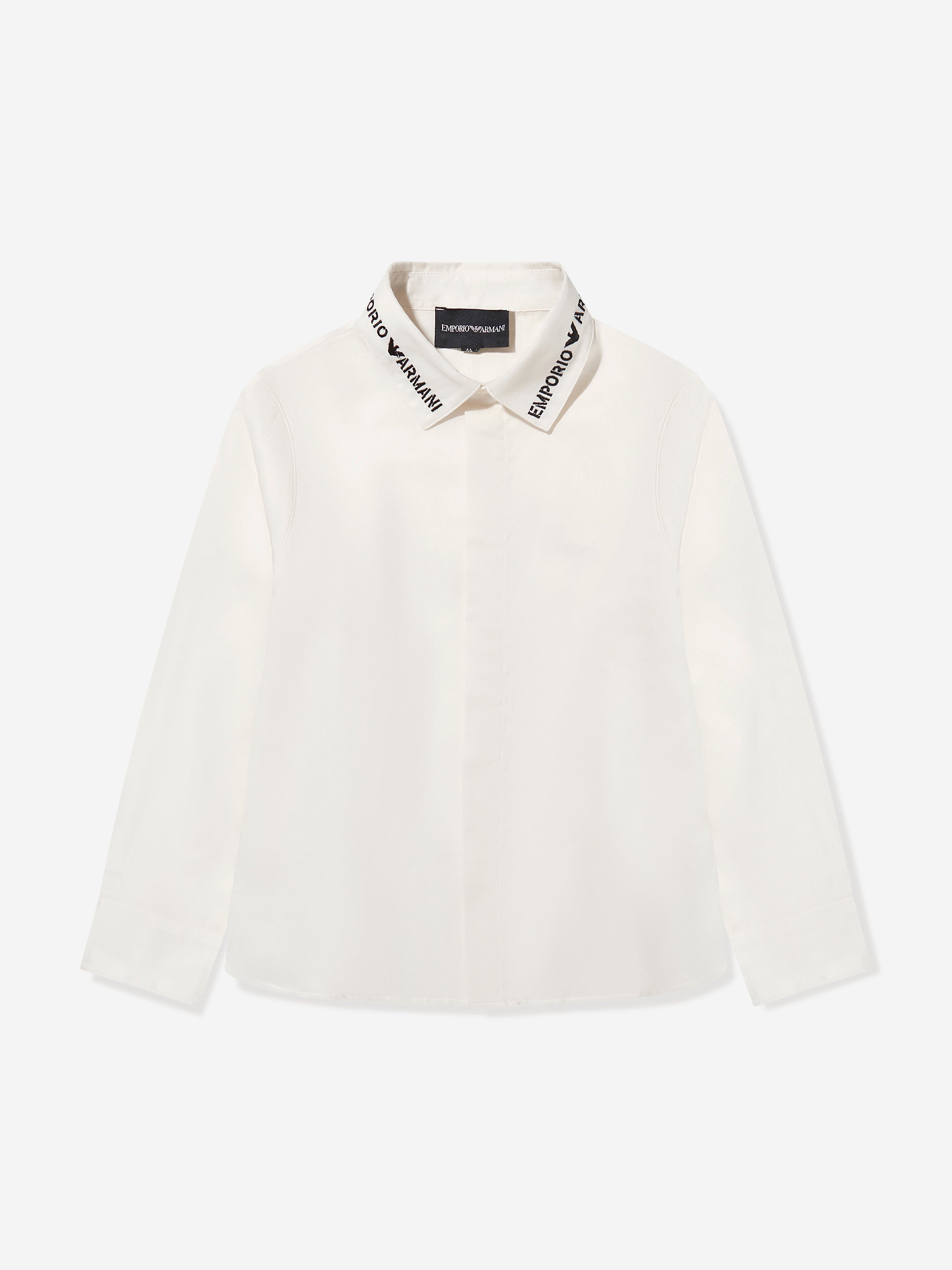 Emporio Armani Boys Embroidered Shirt in White