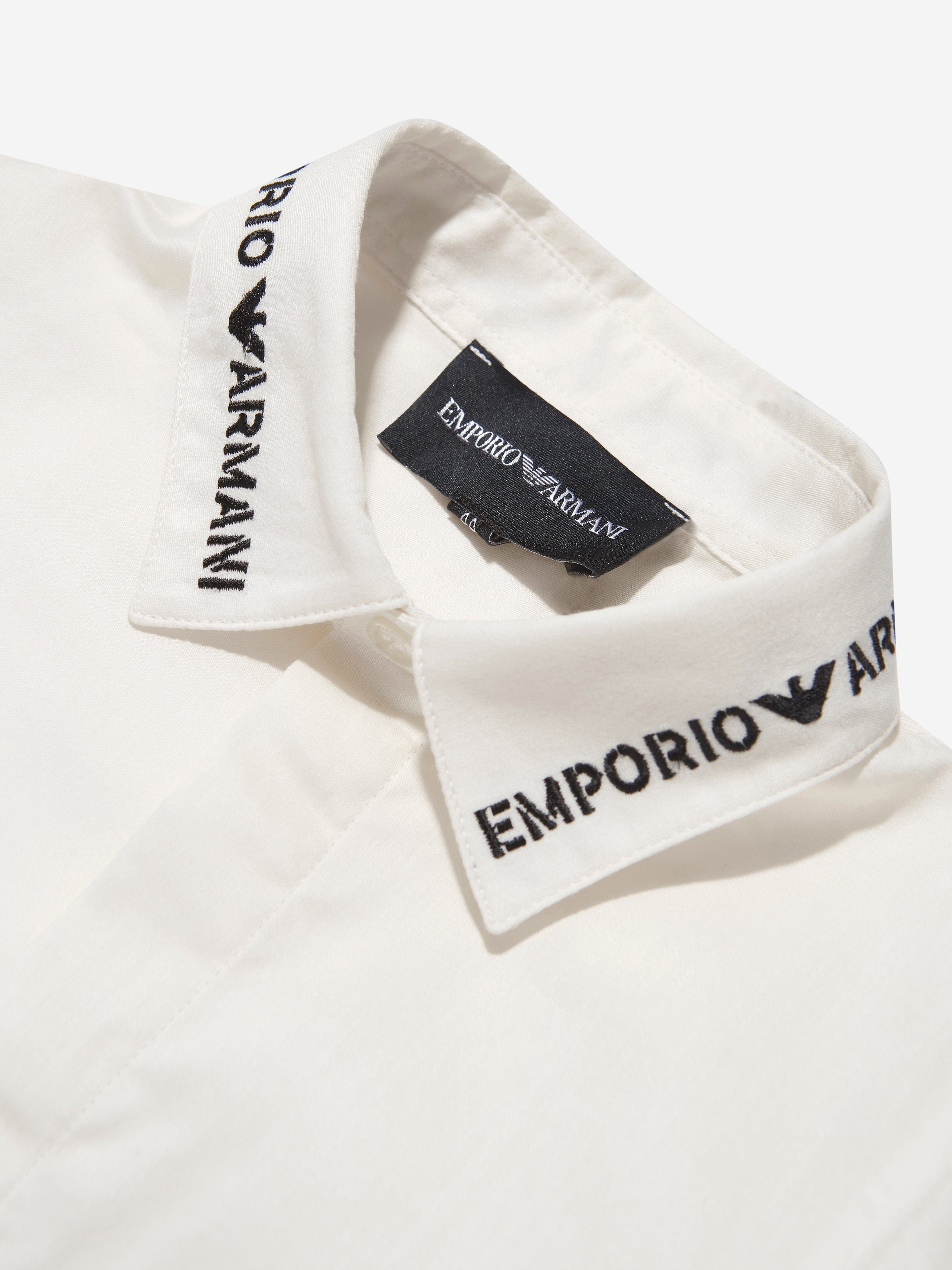 Emporio Armani Boys Embroidered Shirt in White