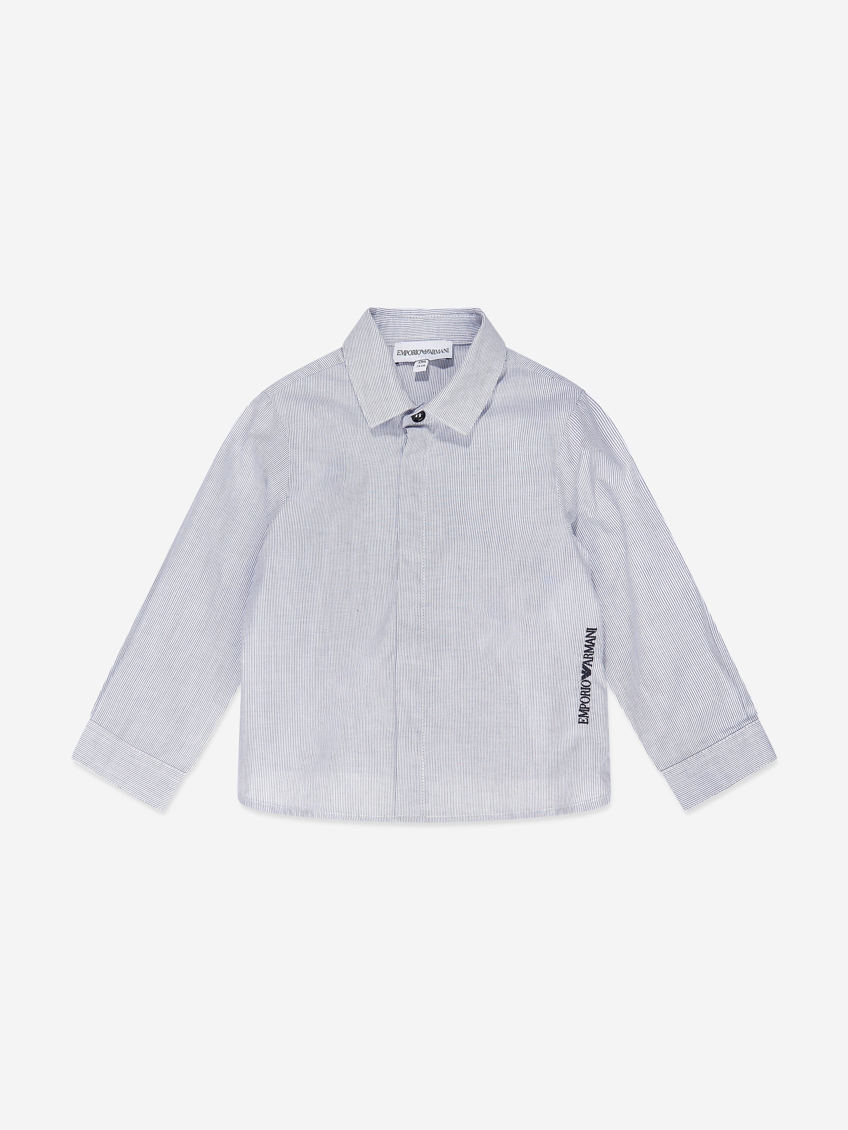 Emporio Armani Baby Boys Striped Shirt in Blue