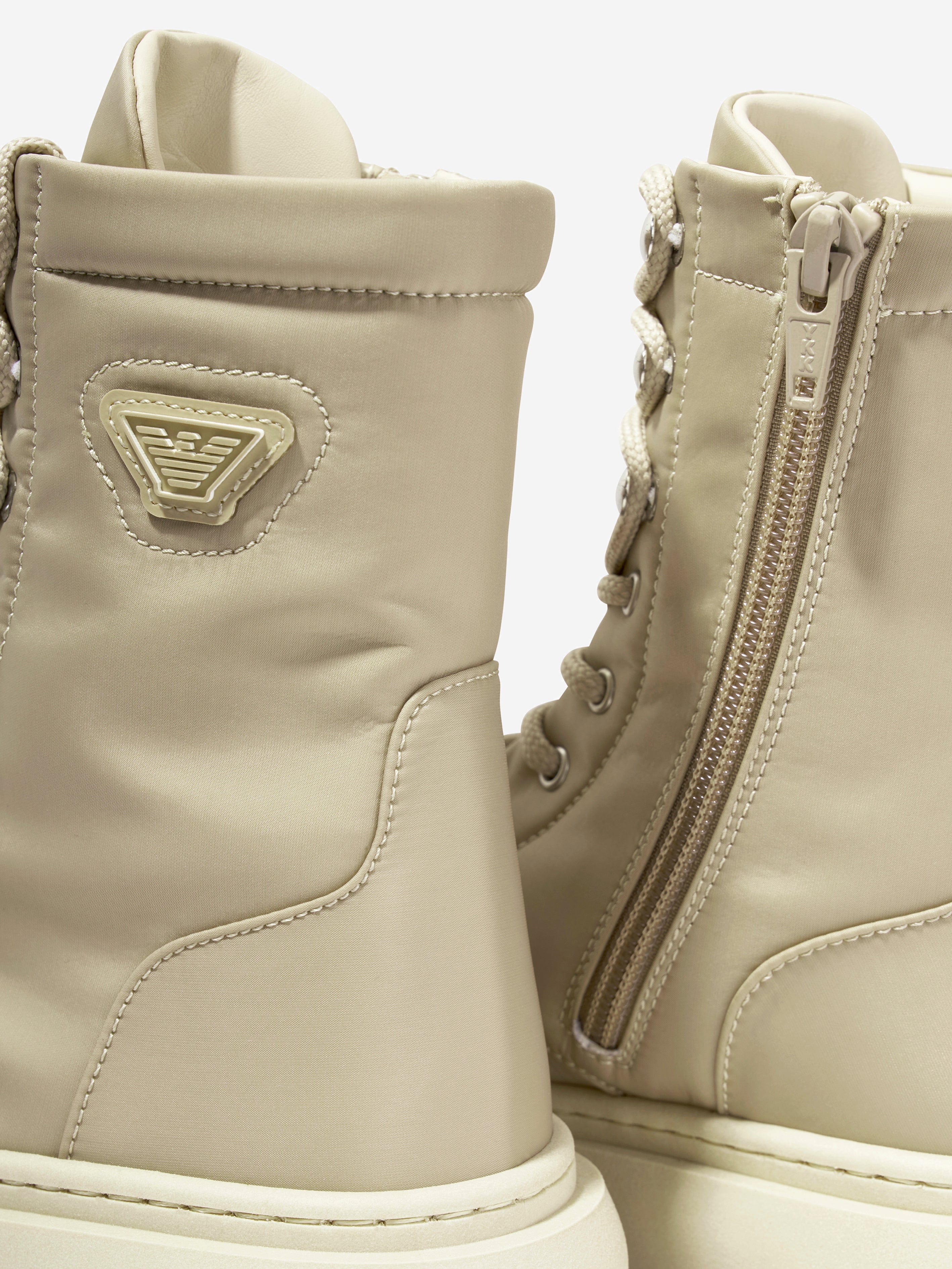 Emporio Armani Boys Lace Up Boots in Beige