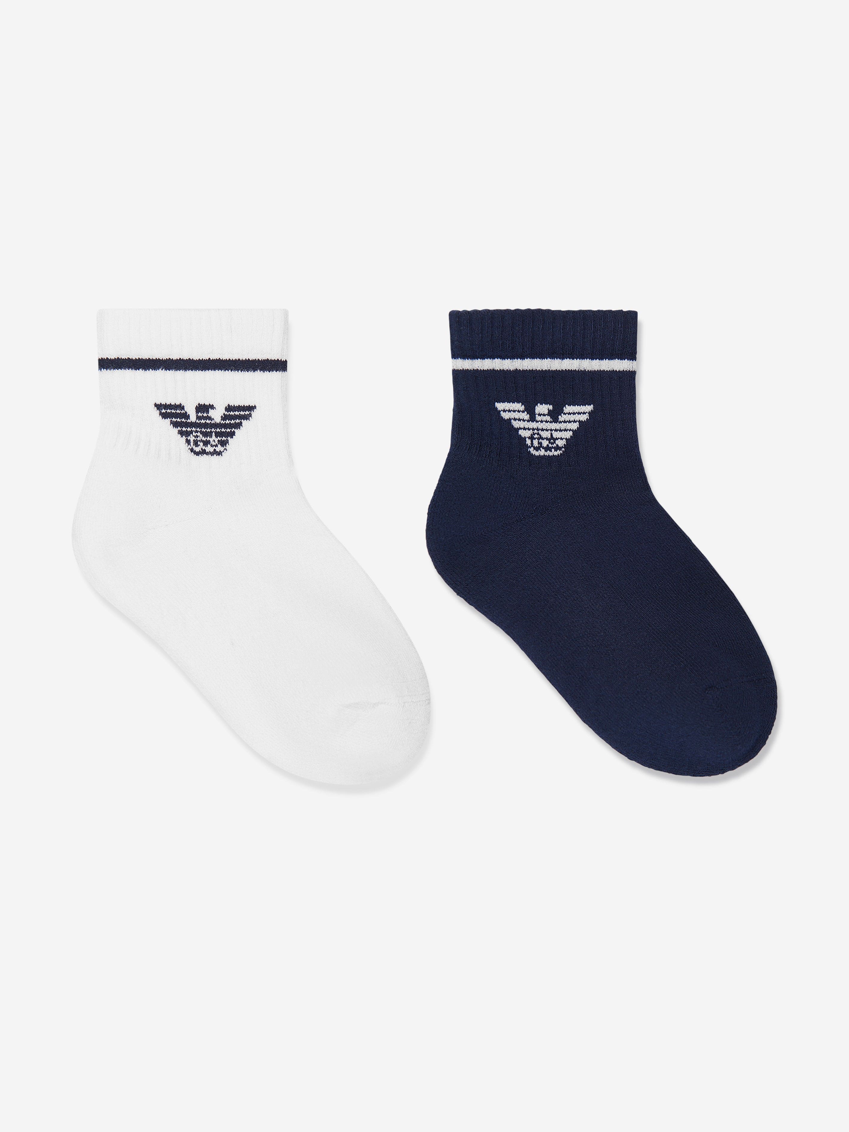 Emporio Armani Boys Cotton Logo Socks in White