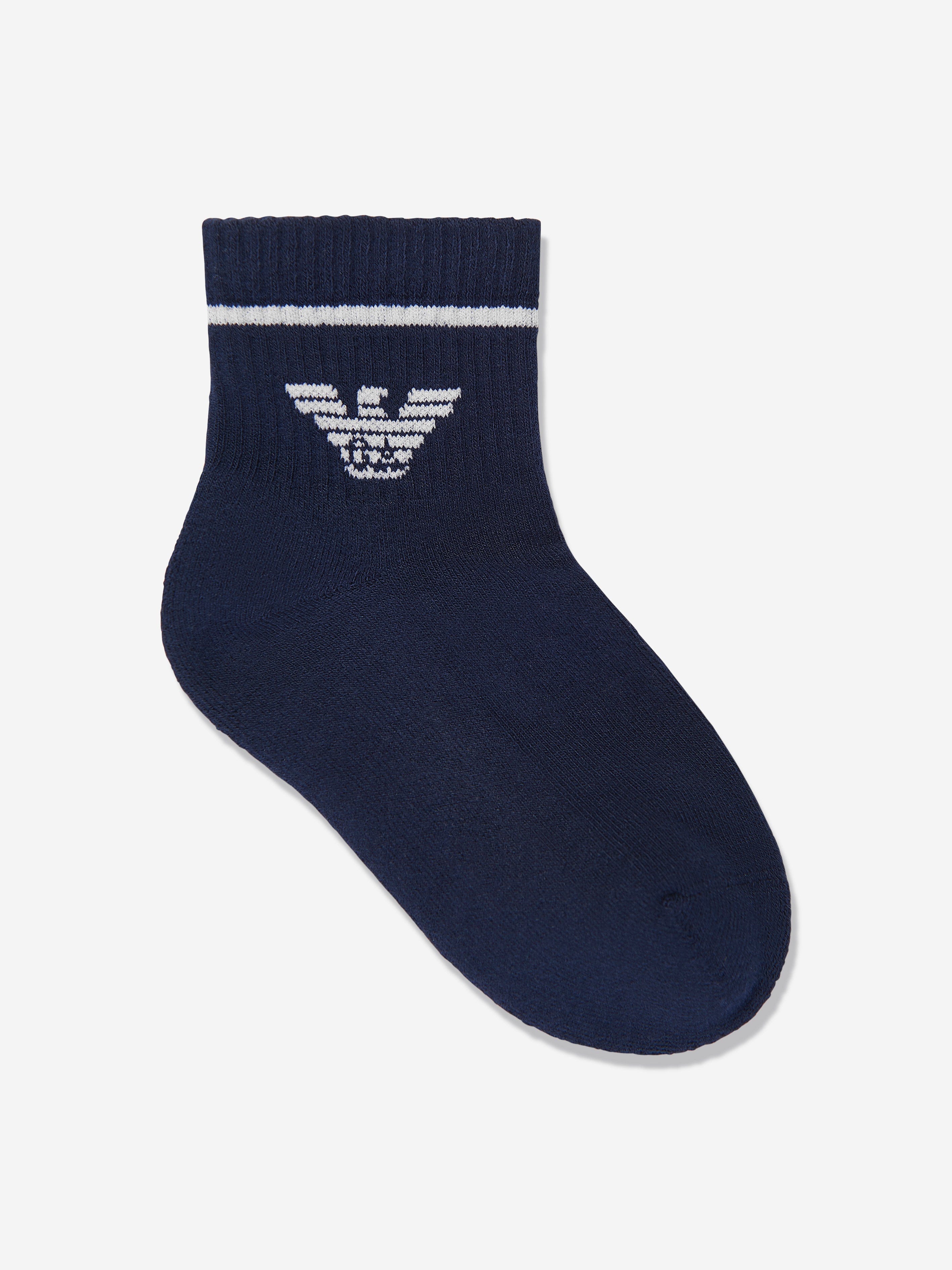 Emporio Armani Boys Cotton Logo Socks in White