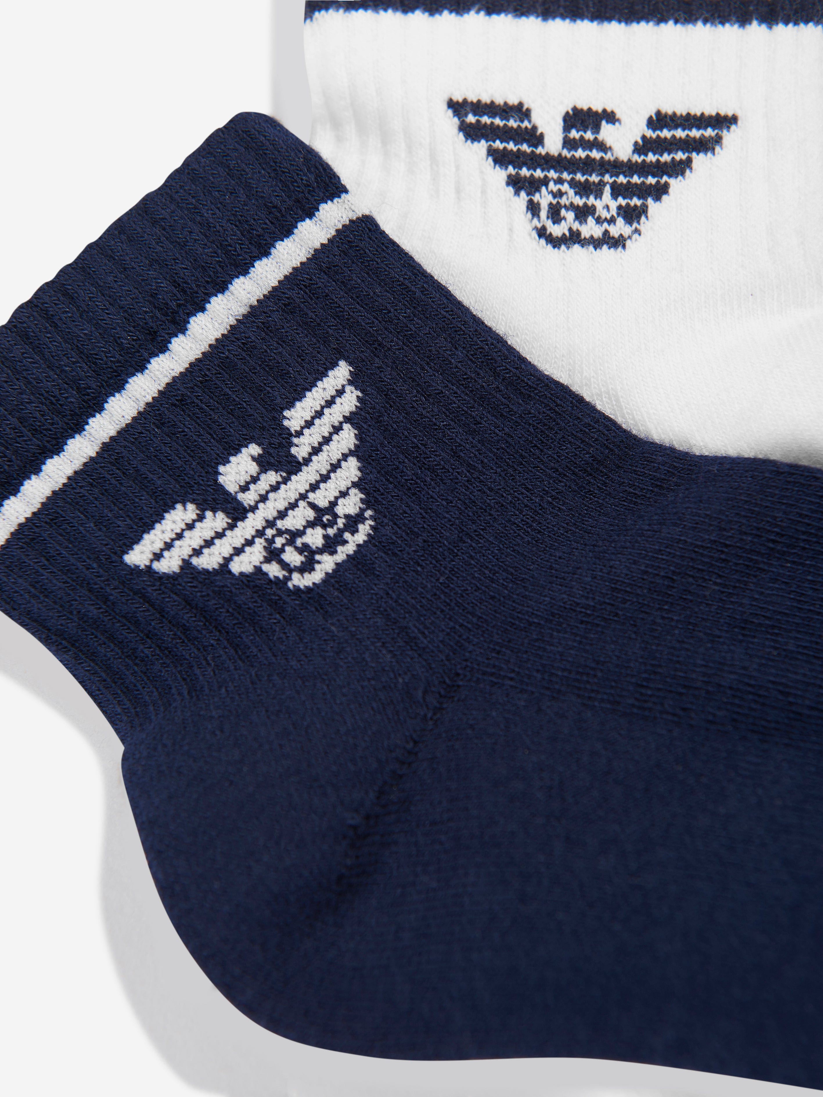 Emporio Armani Boys Cotton Logo Socks in White