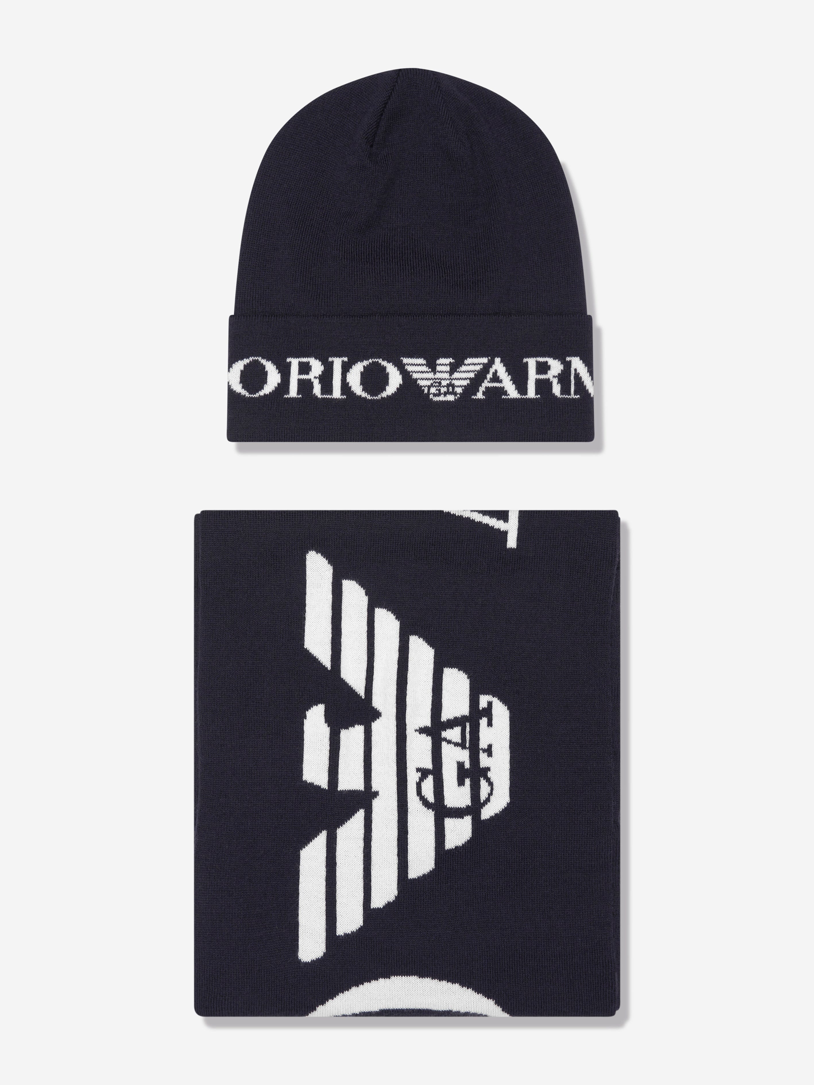 Emporio Armani Boys hat And Scarf Set in Navy